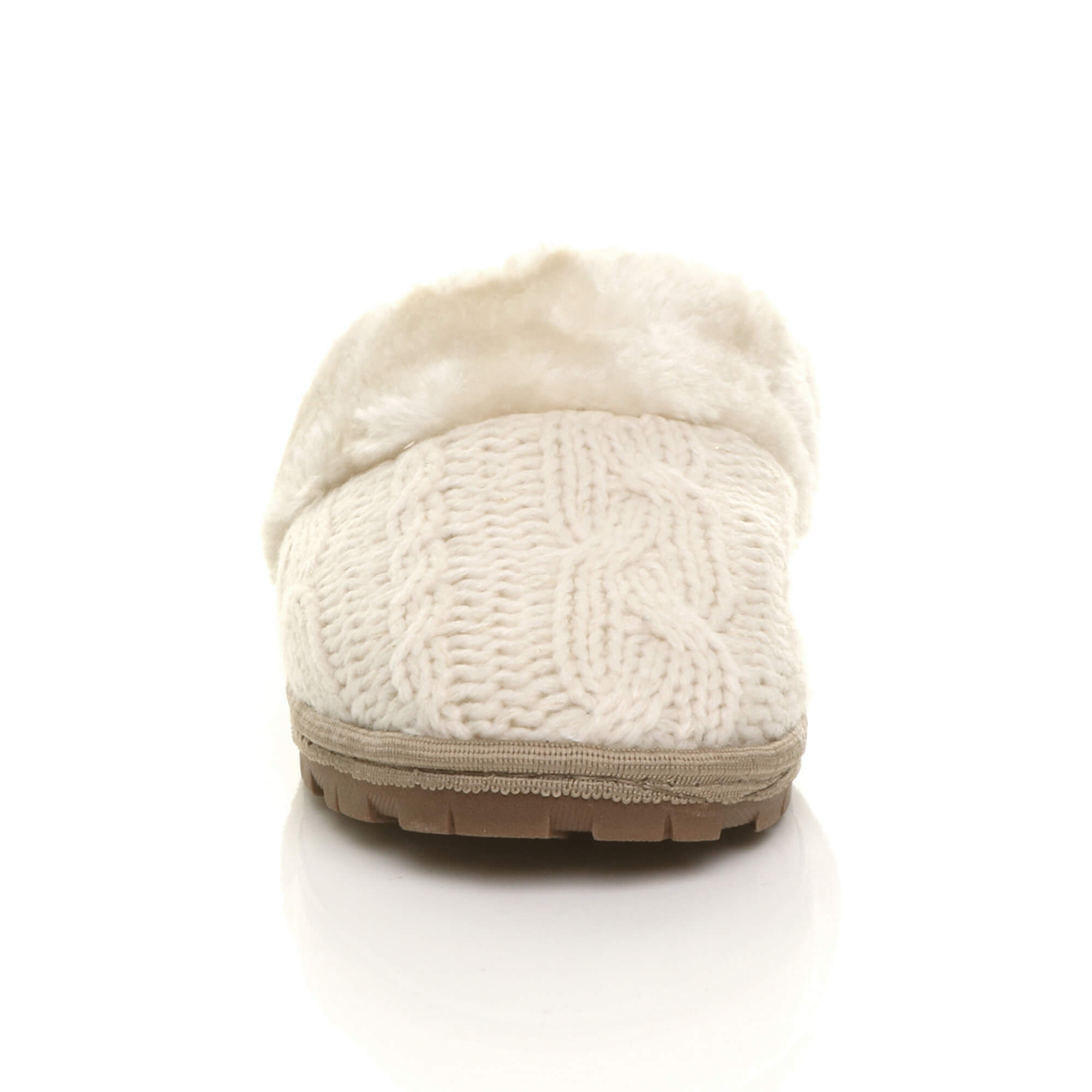 Beige AJVANI Beige Glitter Knitted Mules Slippers, Image 5 of 5