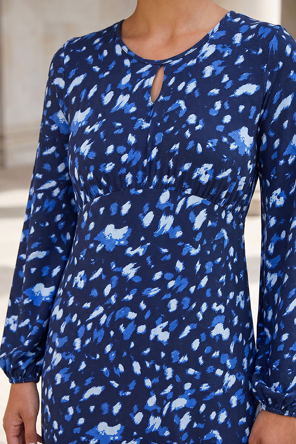 Blue Abstract Keyhole Dress, Image 5 of 4