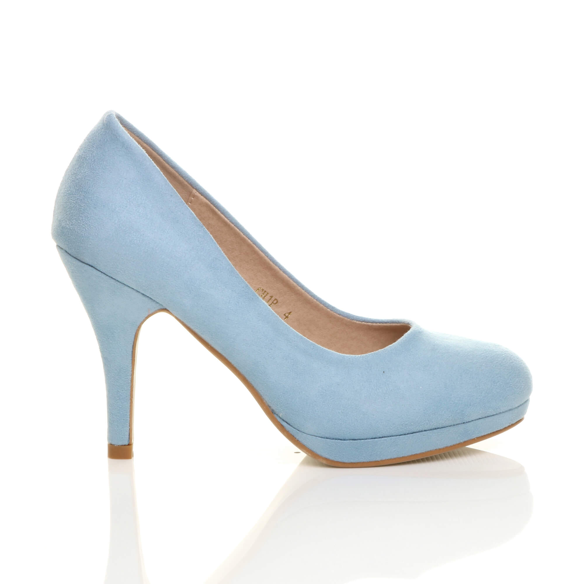 Light Blue Mid High Heel Court Shoes, Image 2 of 6