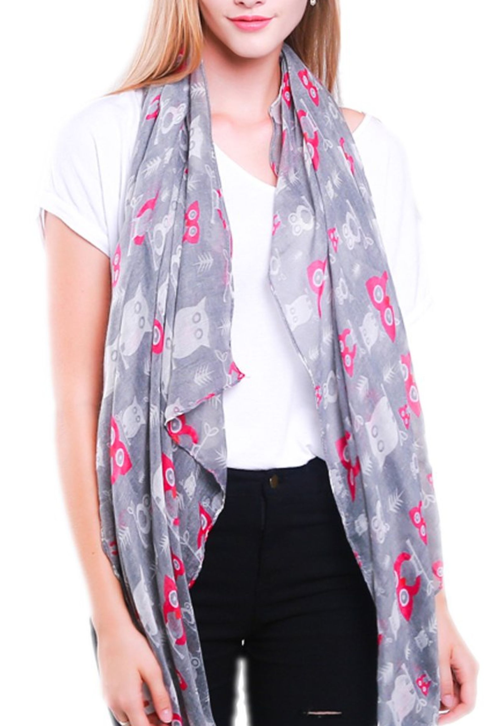 Grey Owl Lightweight Scarf, Image 2 of 2