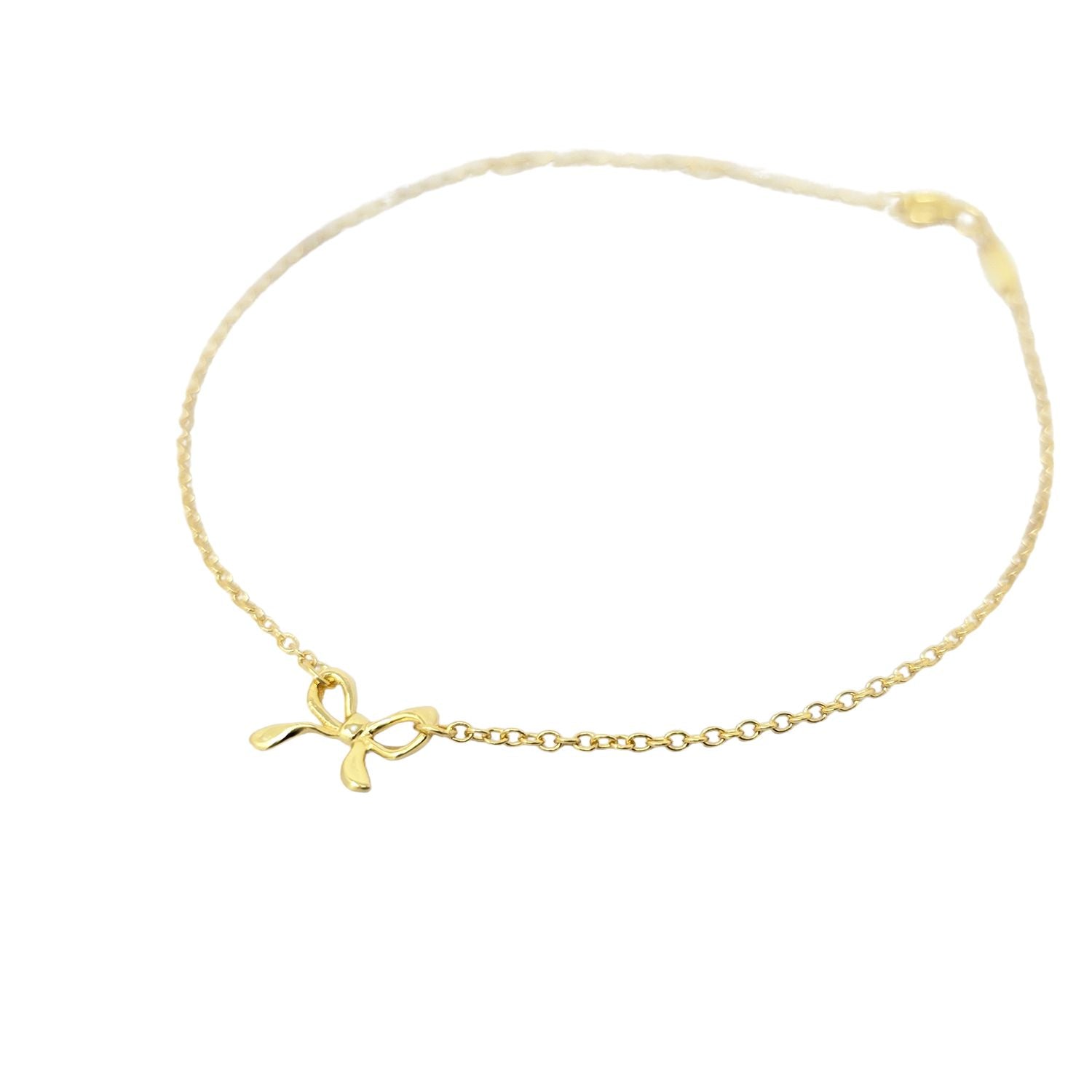 Metallic Dainty Bow Tie Bowknot Gold Plated Charm Bracelet