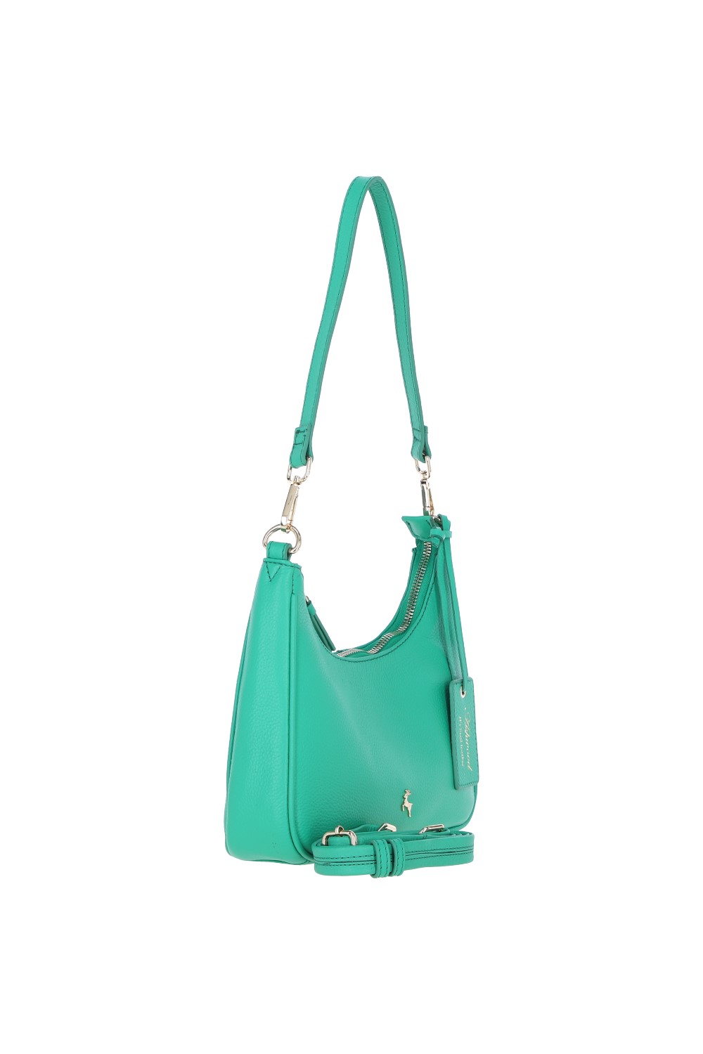 Green Real Leather Shoulder Bag with Detachable Crossbody Strap, Image 2 of 4