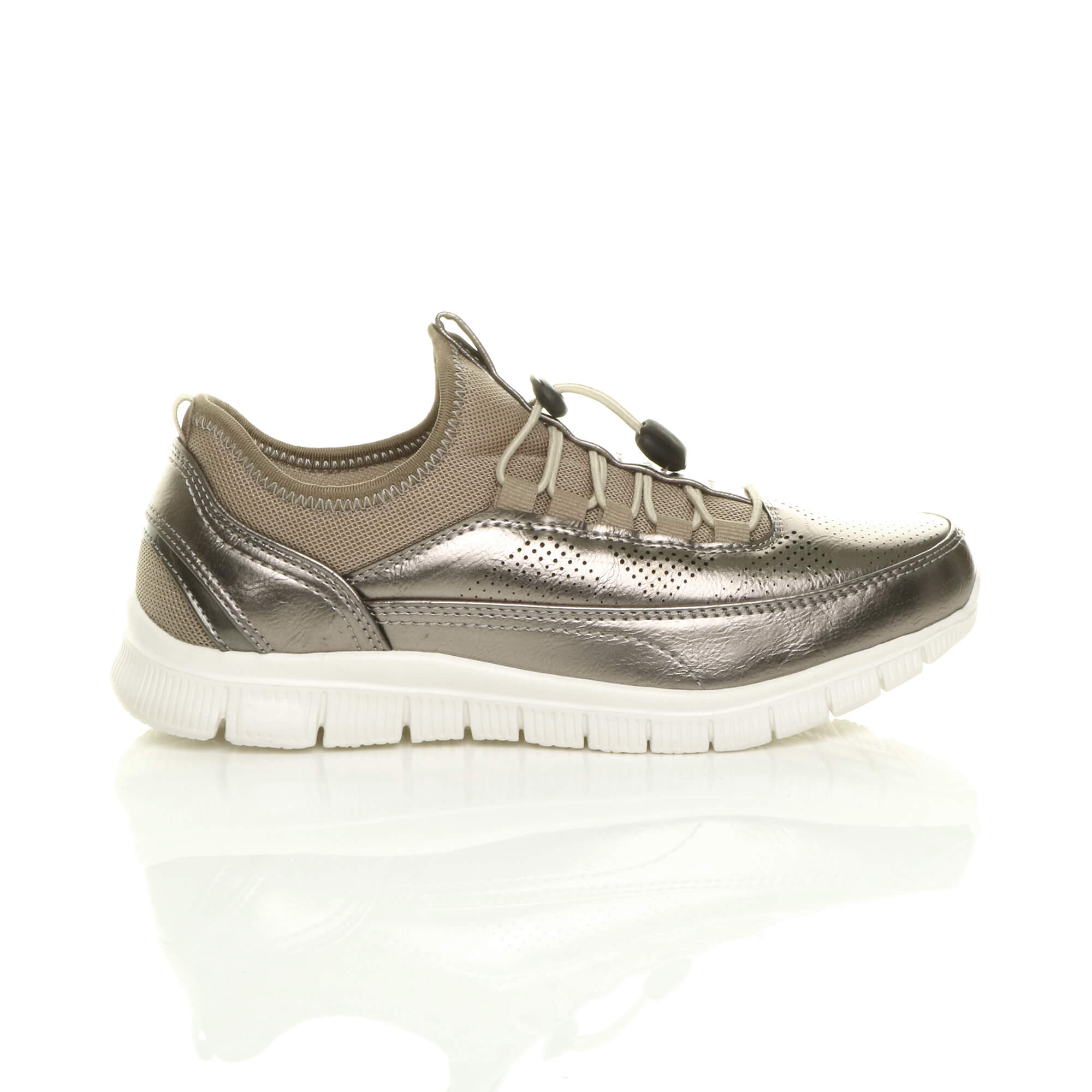 Bronze Lace Up Memory Foam Trainers, Image 2 of 6