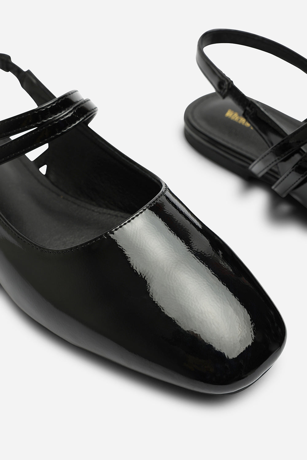 Black Alena Double Strap Backless Mary Jane Flats, Image 5 of 7