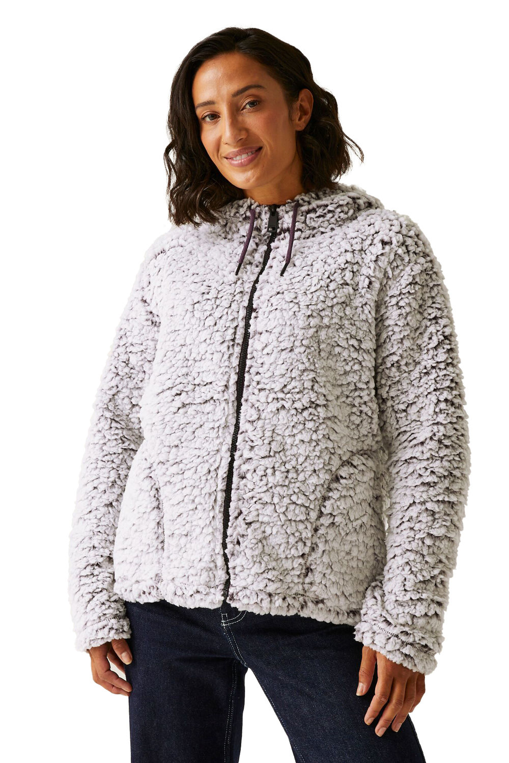 Plum Zelpha Fluffy Hooded Fleece Jacket, Image 4 of 4