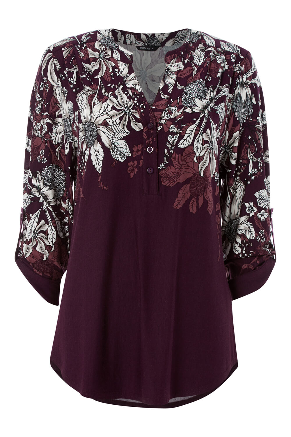 Plum Floral Border Shirt, Image 5 of 4