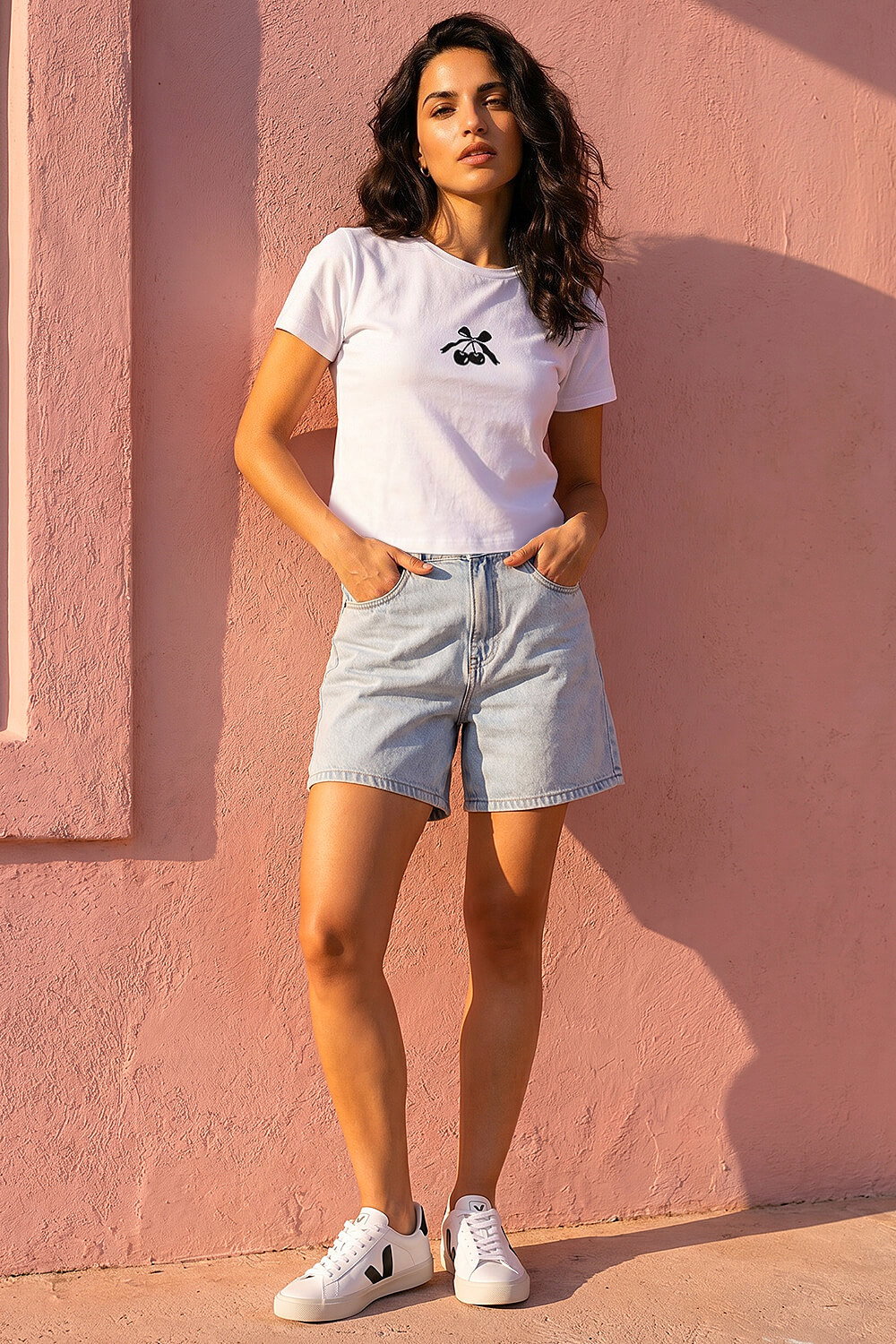 Ivory Dusk Cotton Cherry Stretch T-Shirt , Image 3 of 4