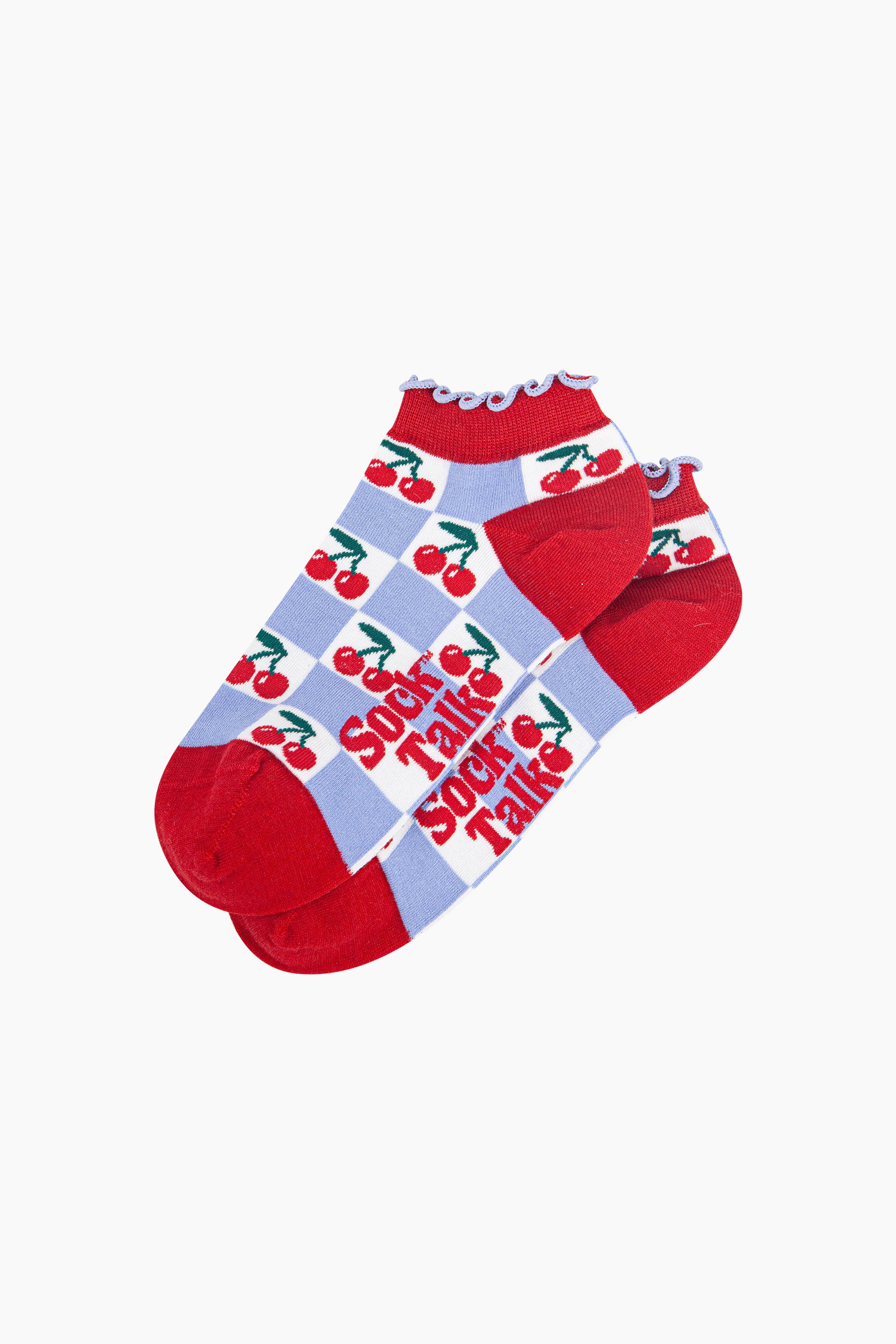Multi Cherry Checkerboard Bamboo Trainer Socks, Image 3 of 4