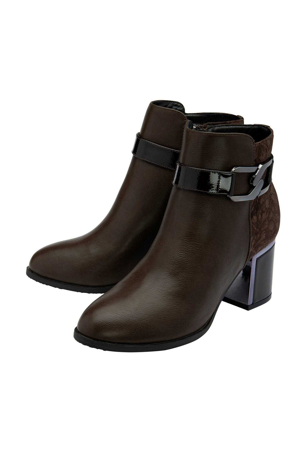 Brown Adelaide Leather Block Heel Ankle Boots, Image 3 of 3