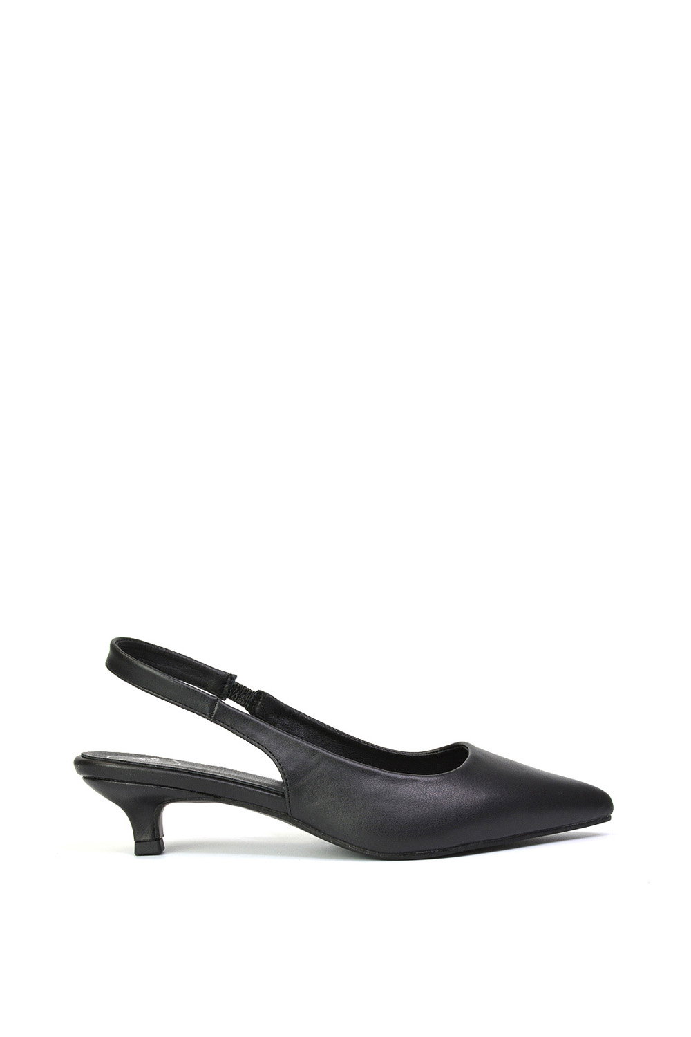 Black 'Avalone' Pointed Toe Sling Back Kitten Heel Sandals