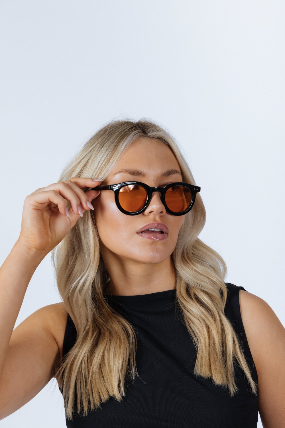 Orange Bold Rounded Sunglasses in Black Orange, Image 5 of 7