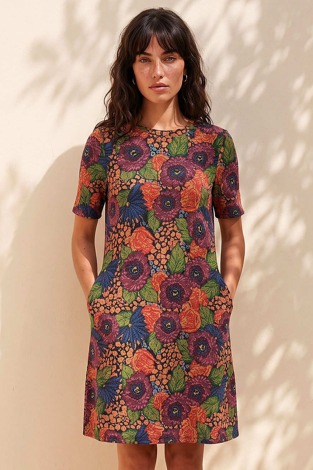 Roman Women's Multi Floral Shift Buttoned Dress Size 12