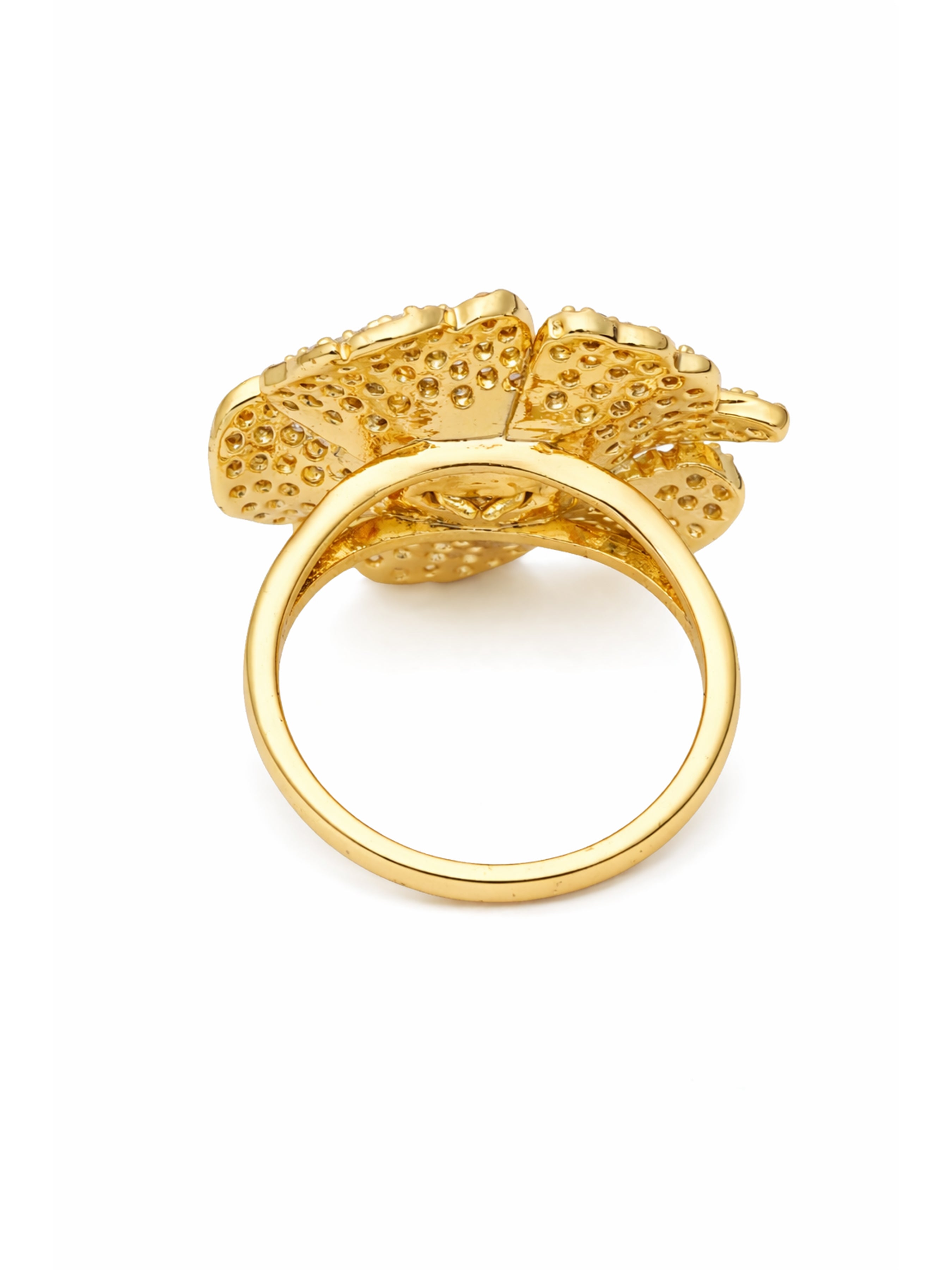 Gold AVANT-GARDE PARIS Gold Pavé Floral Statement Ring, Image 4 of 5