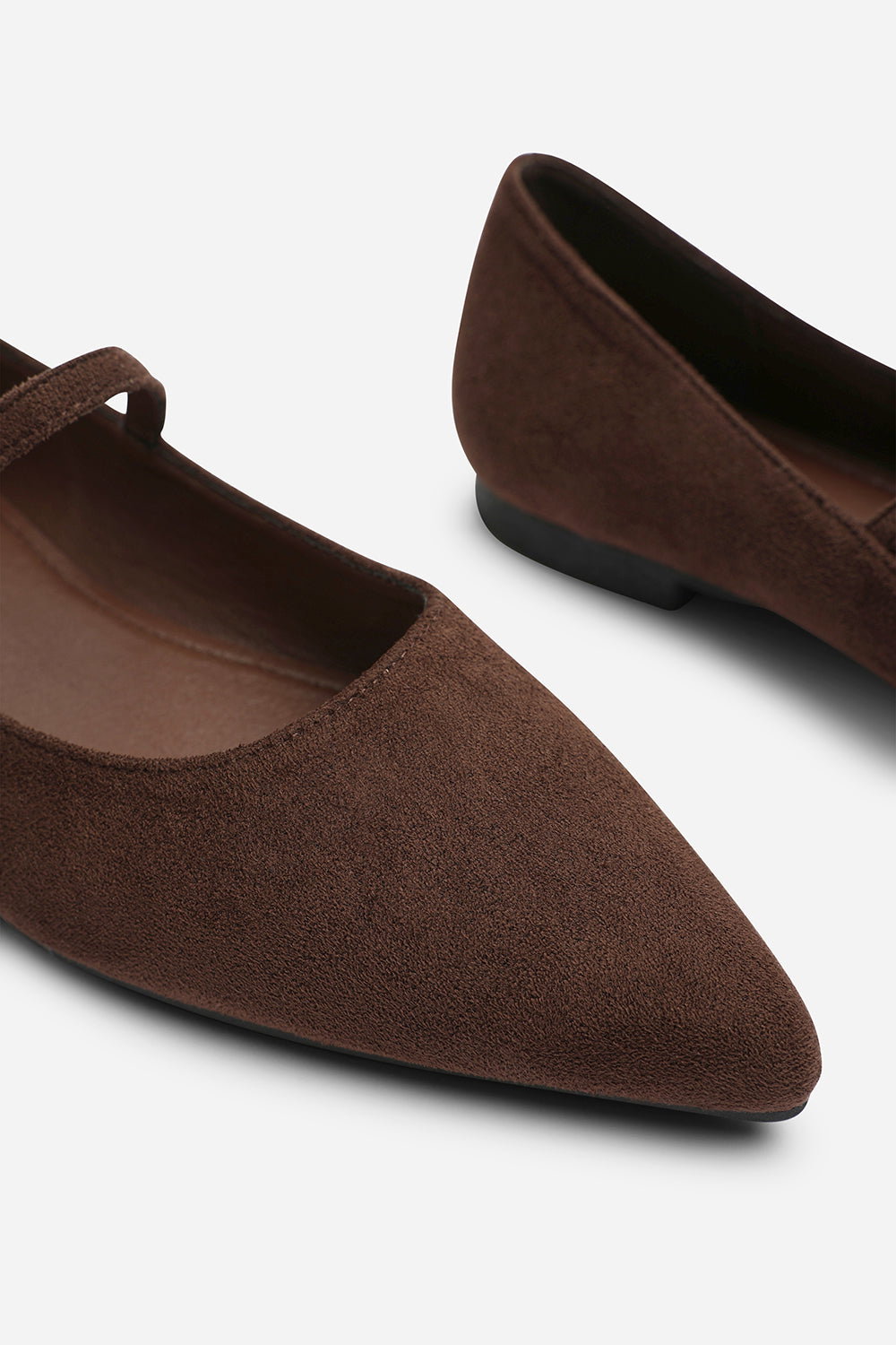 Dark Brown Novalee Pointed Toe Mary Jane Front Strap Ballet Flats, Image 5 of 7