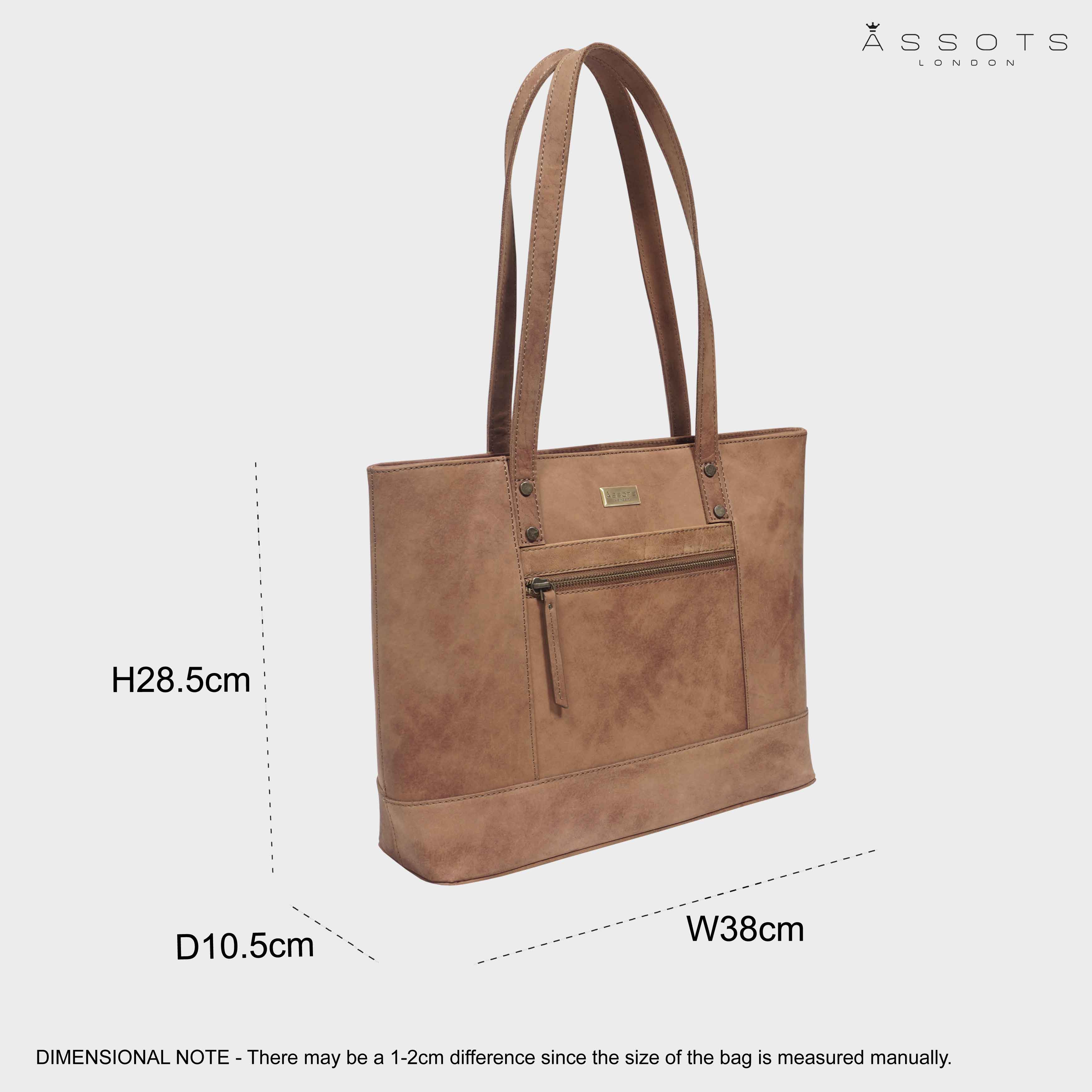 Tan 'MILLIE' Real Leather Designer Tote Work Bag, Image 6 of 6