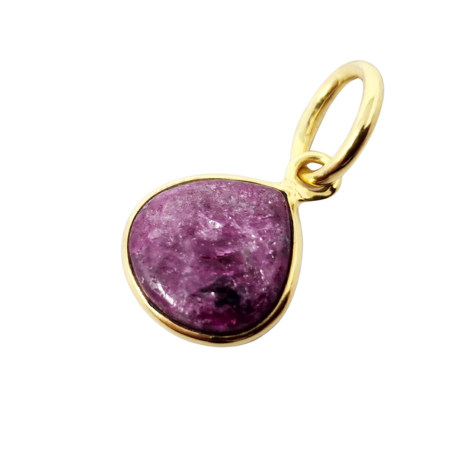 Pink 18Ct Gold Plated Ruby Heart Charm Pendant