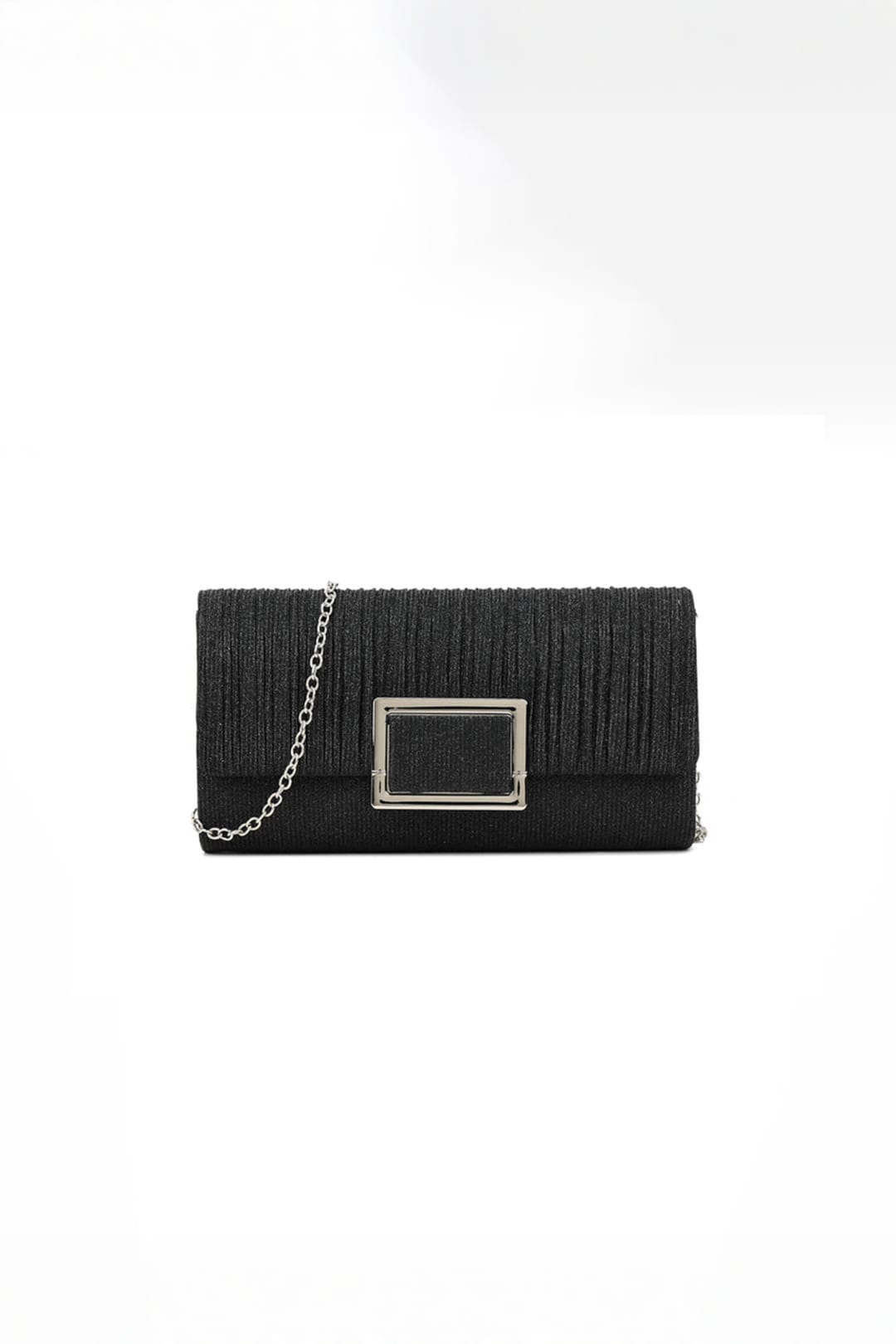 Black Square Buckle Clutch Bag