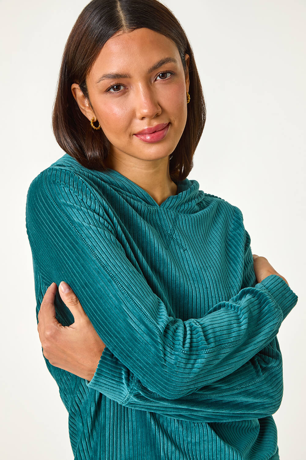 Teal Velour Hoodie Lounge Set, Image 6 of 6