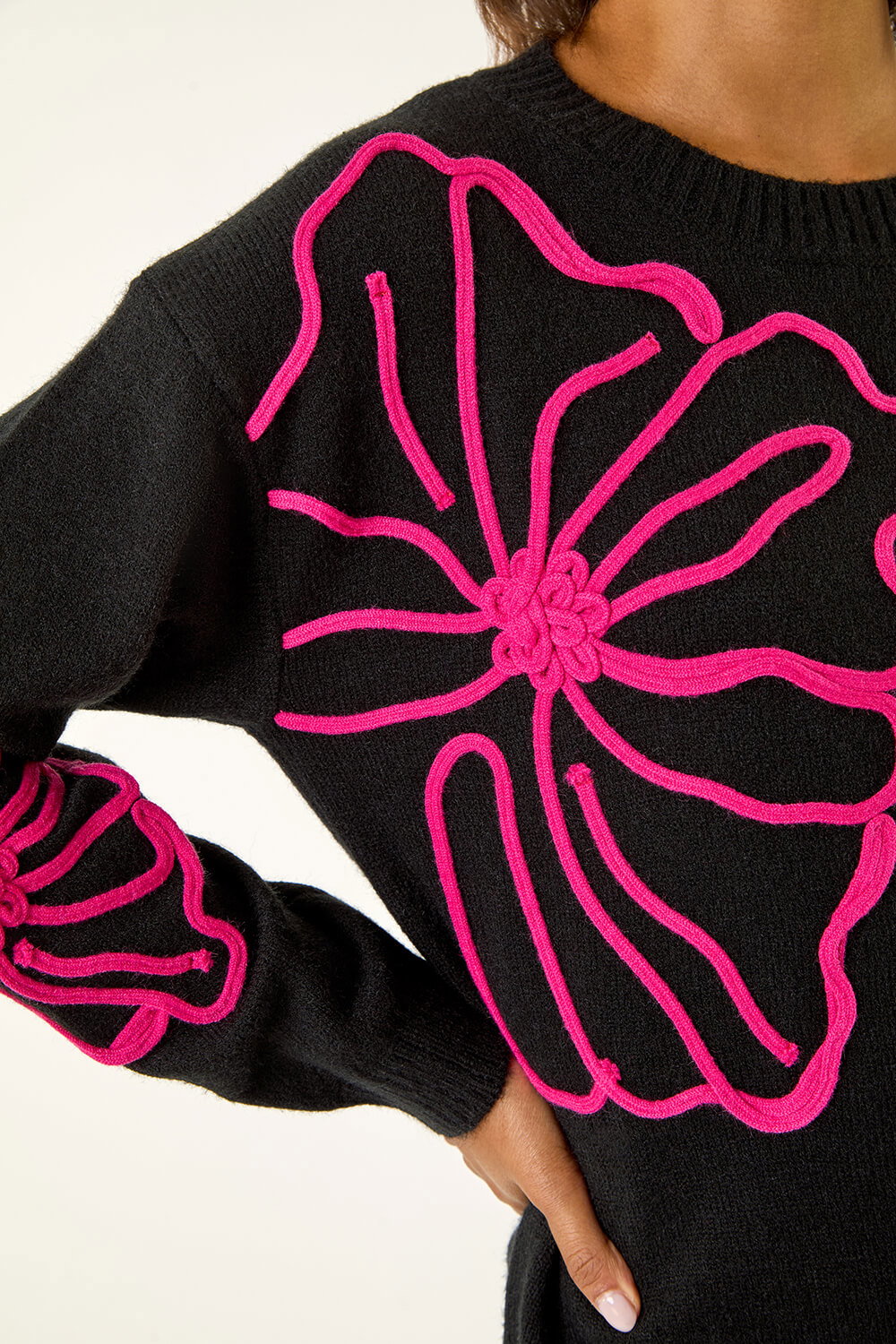 Black Cornelli Floral Knit Jumper, Image 6 of 5
