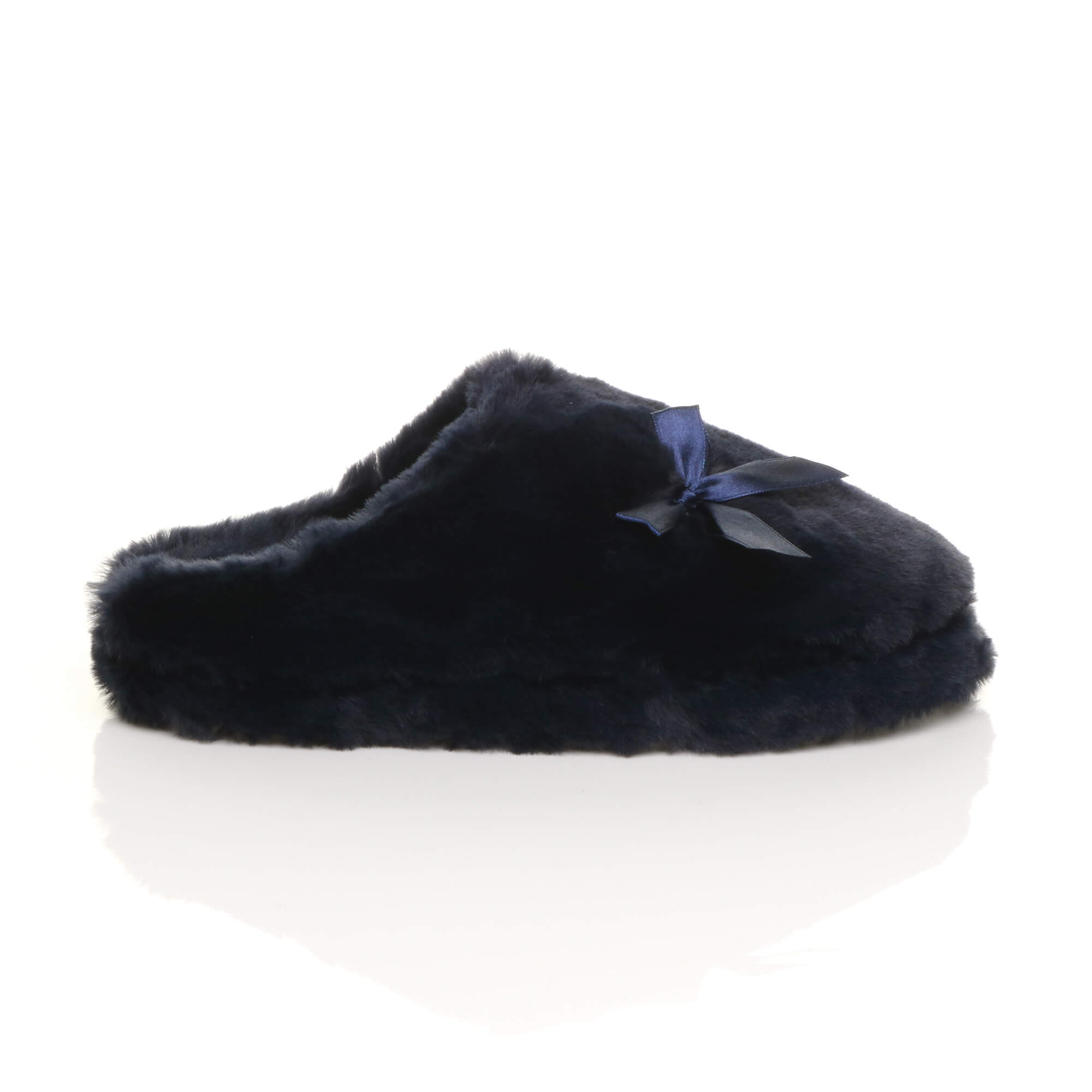 Navy Blue AJVANI Navy Blue Fluffy Mule Slippers, Image 2 of 6
