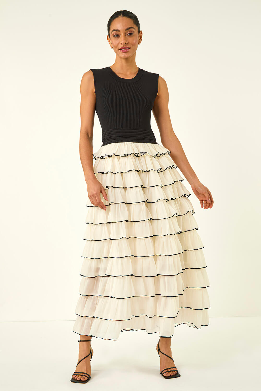 Black Dusk Ruffle Knit Maxi Dress, Image 3 of 7