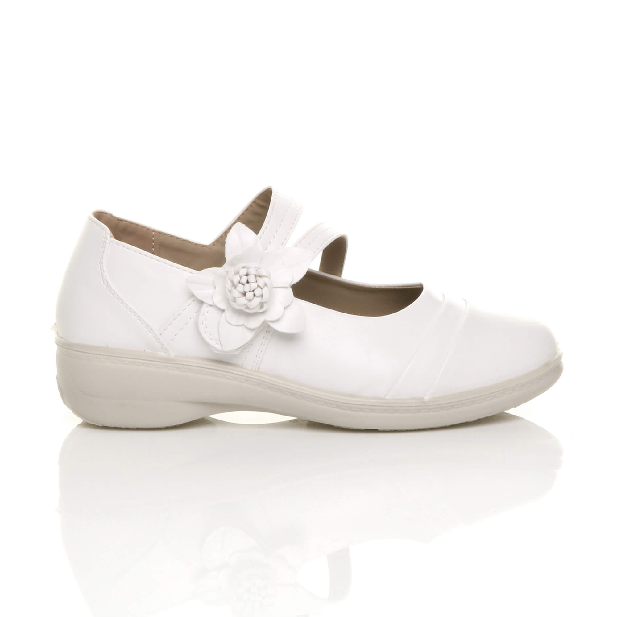 White Flat Comfort Mary Jane Shoes, Image 2 of 6