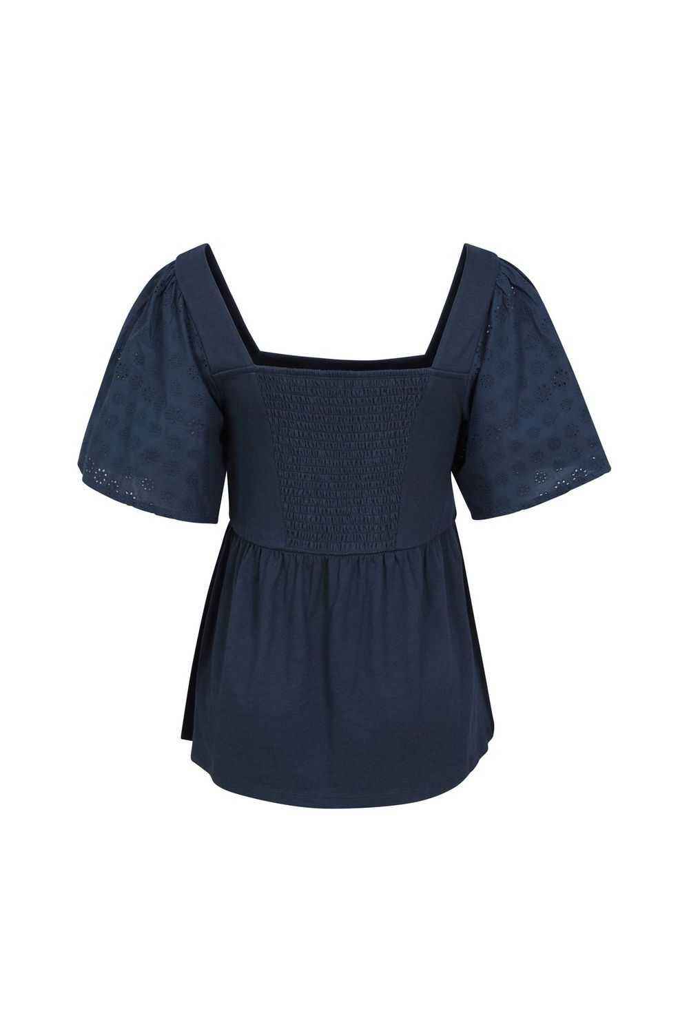 Navy Verona Broderie Sleeve Top, Image 2 of 4