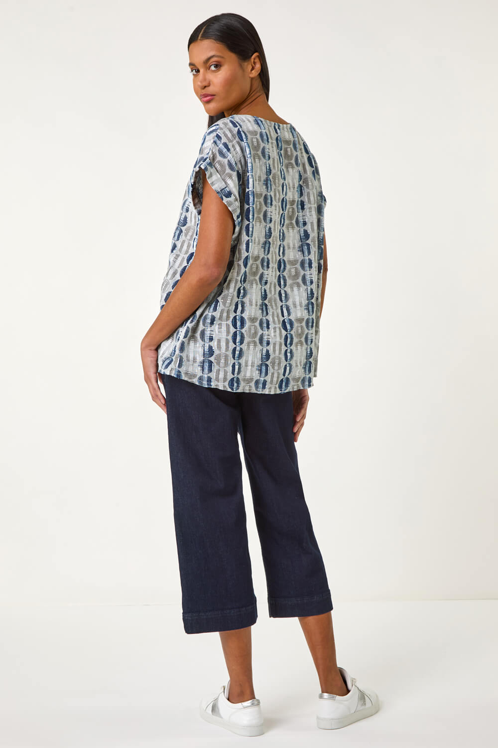 Grey All Over Circle Print Top, Image 4 of 5