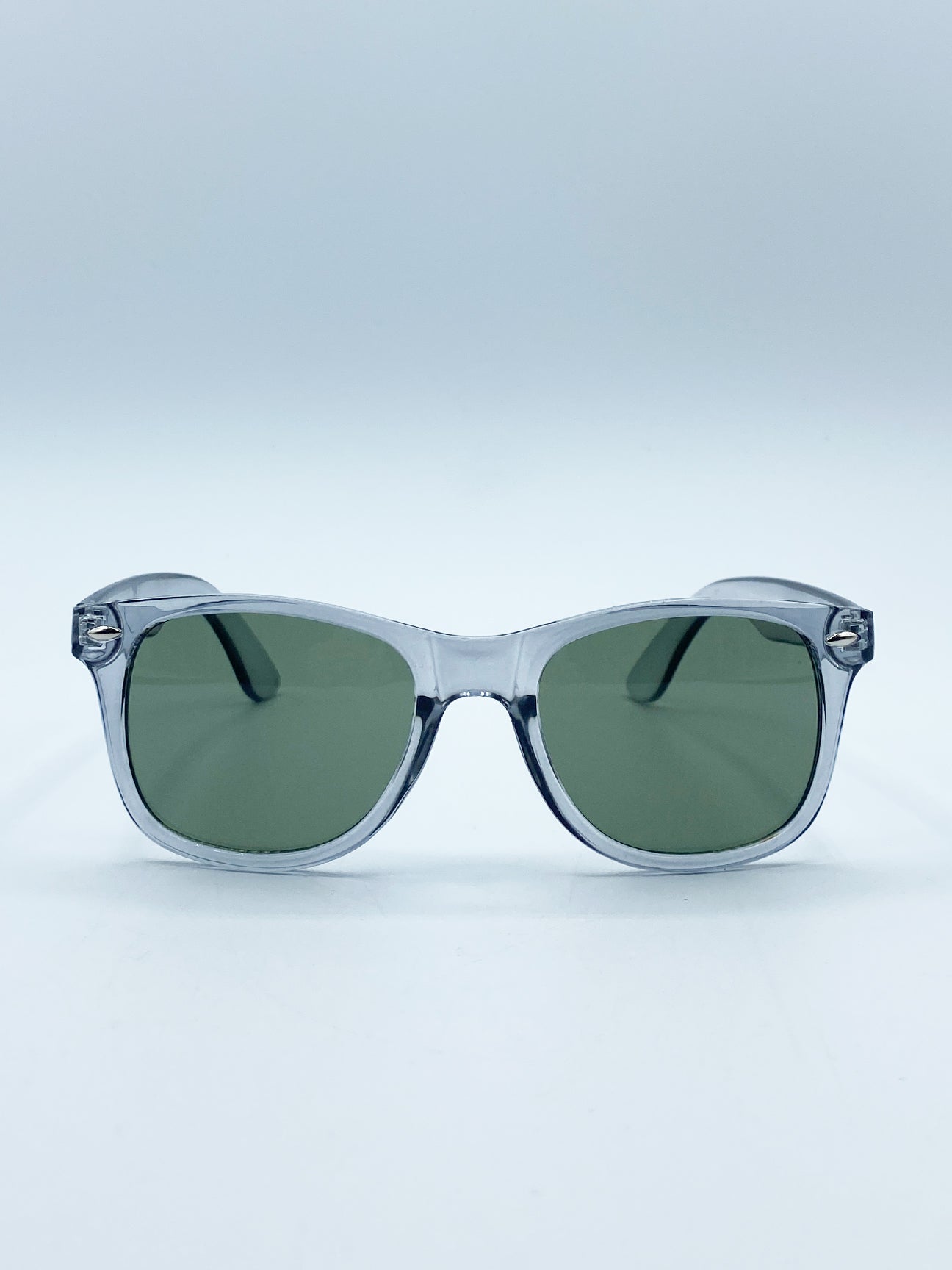 Grey Translucent Grey Wayfarer With Khaki Lenses
