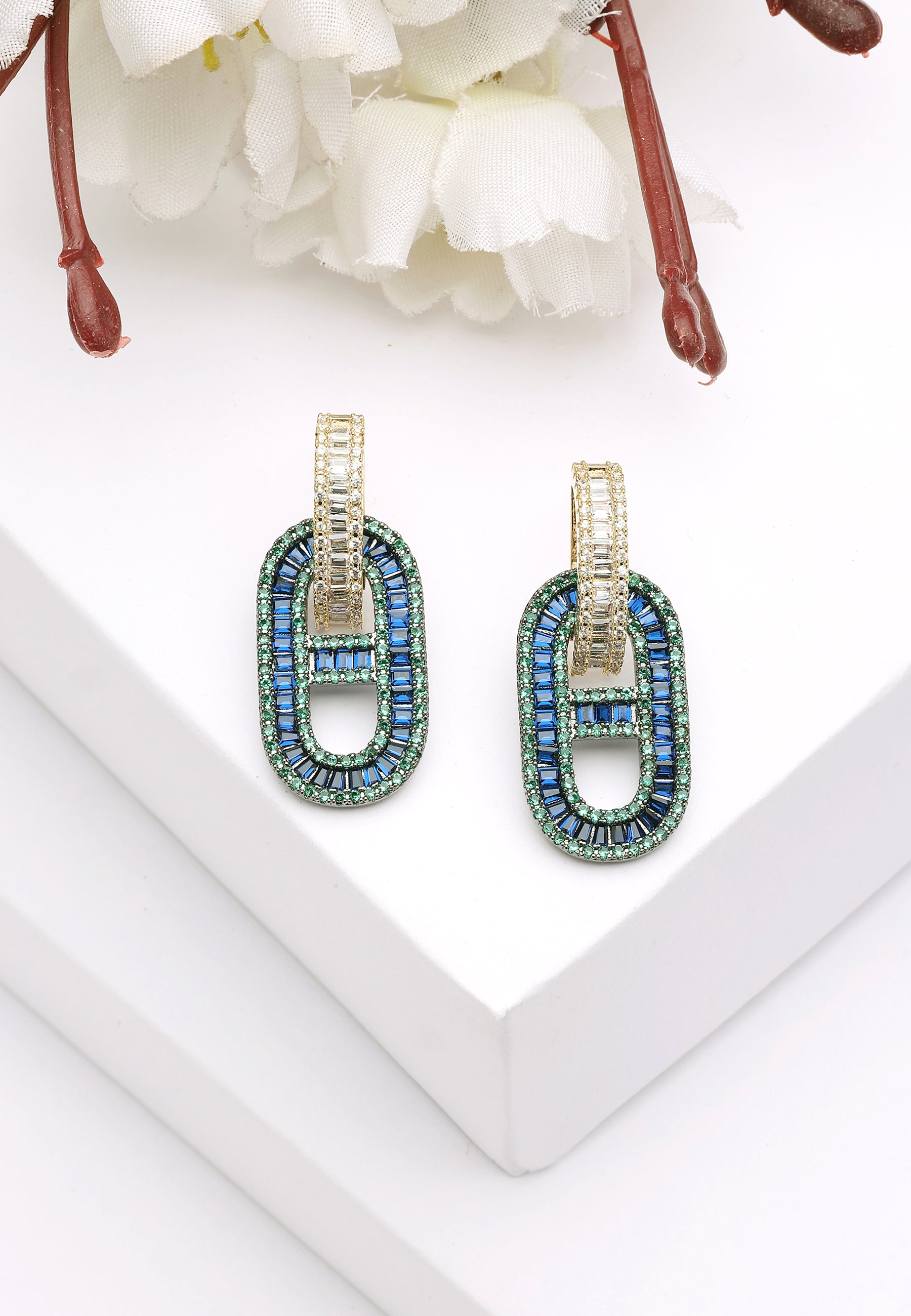 Blue Diva Cylinderical Drop Earrings, Image 2 of 5