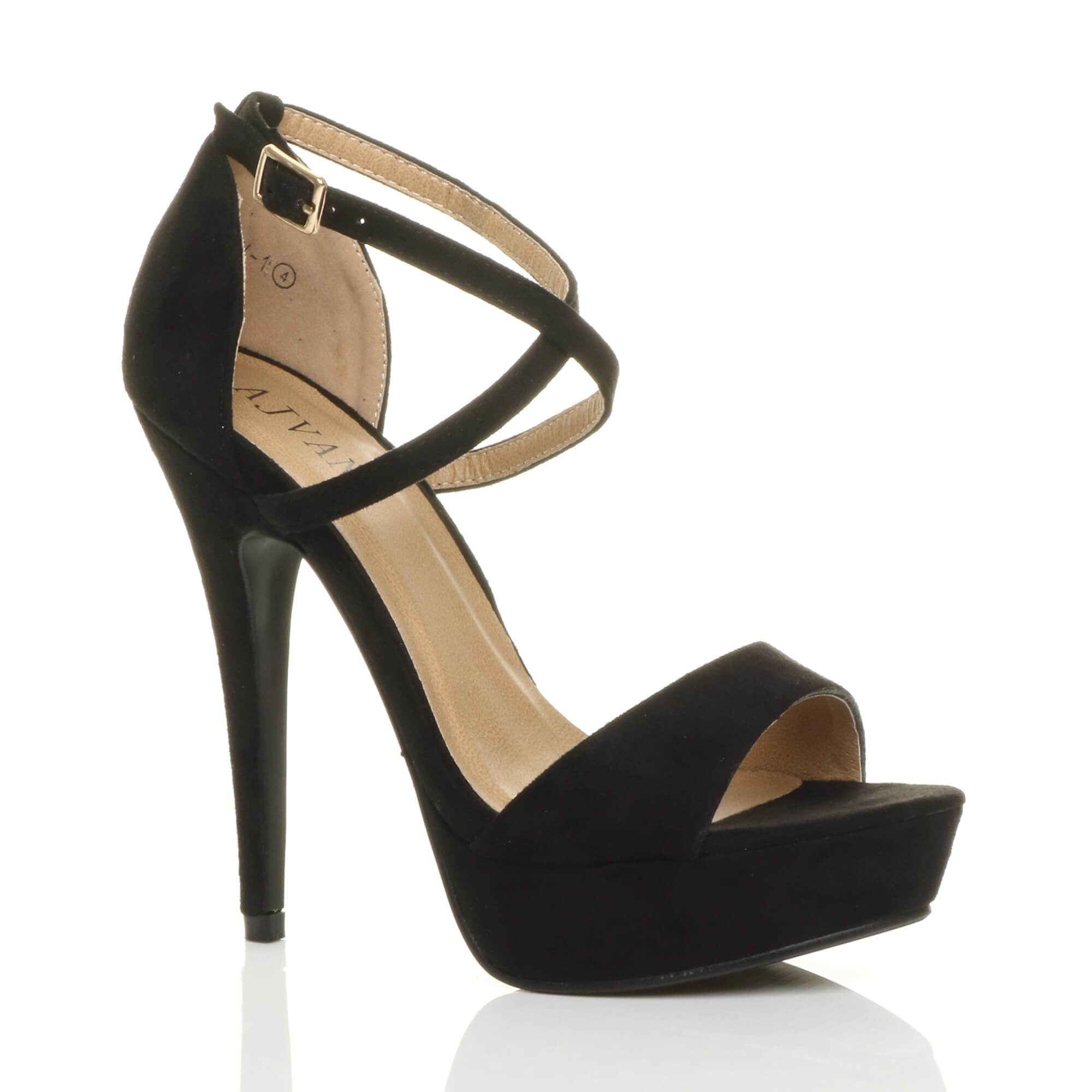Purple High Heel Crossed Straps Platform Sandals