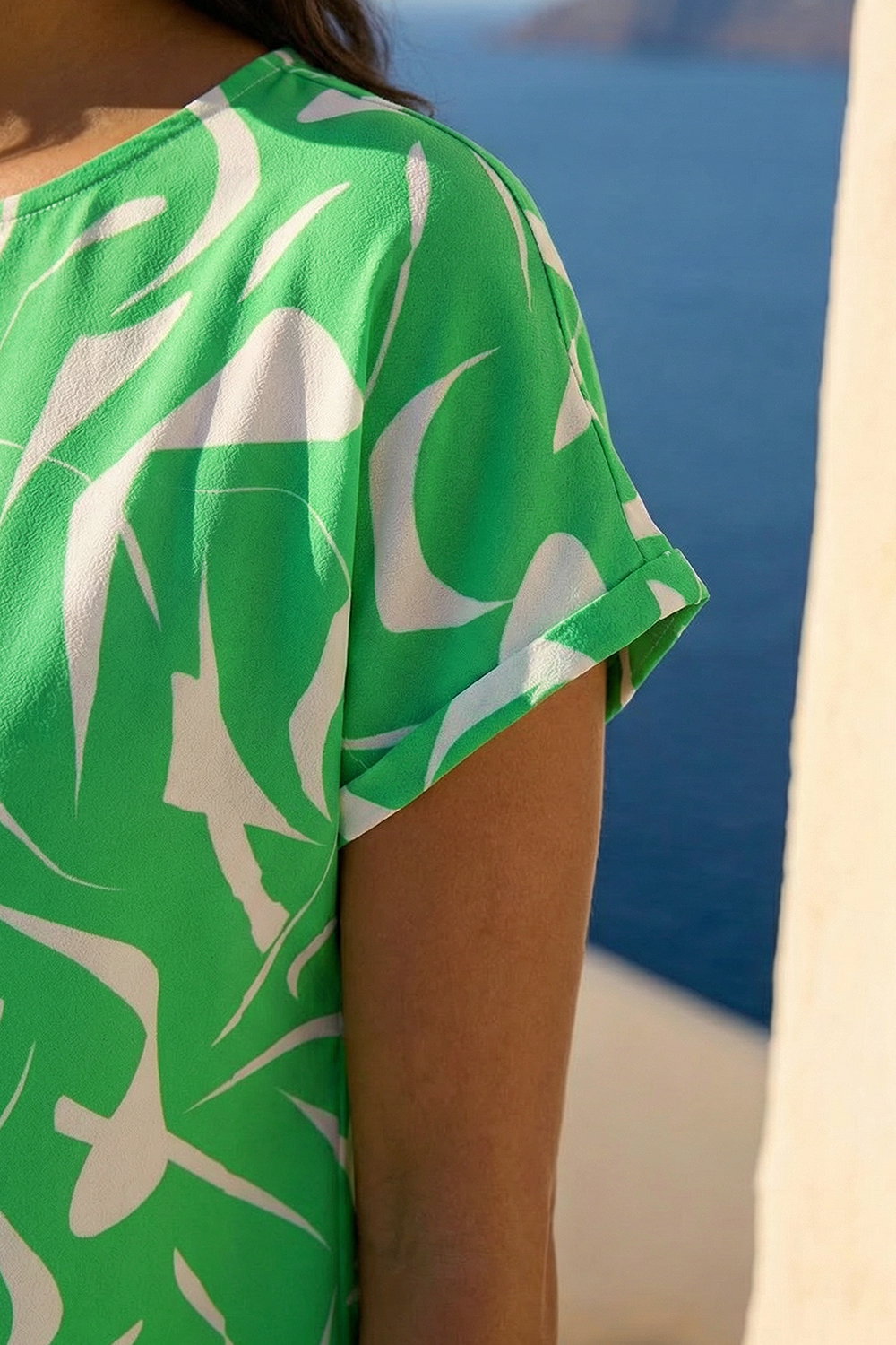 Green Abstract Print Stretch T-Shirt, Image 5 of 4