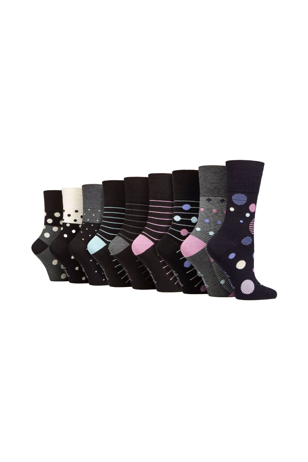 Black 9 Pairs NON ELASTIC Soft Bamboo Socks, Image 1 of 3