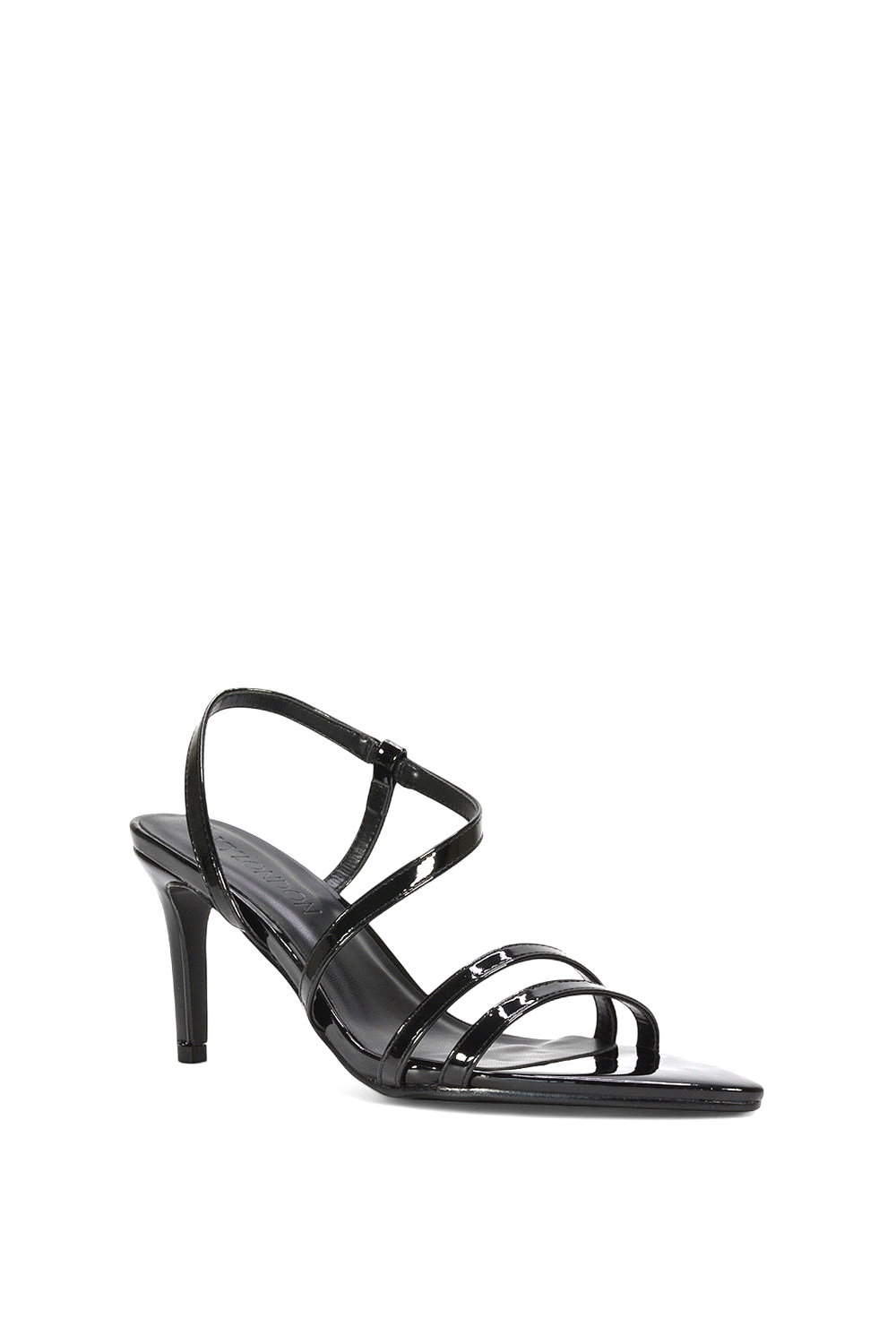 Black XY LONDON Black 'Theodora' Strappy Pointed Toe Stiletto Heel Sandal Shoes, Image 2 of 5