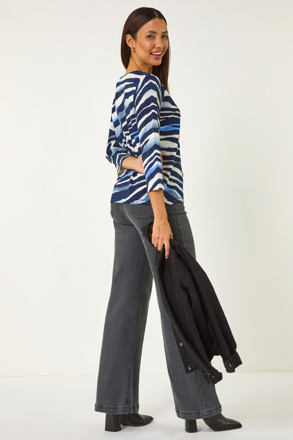 Blue Ombre Animal Print Knit Jumper , Image 4 of 5
