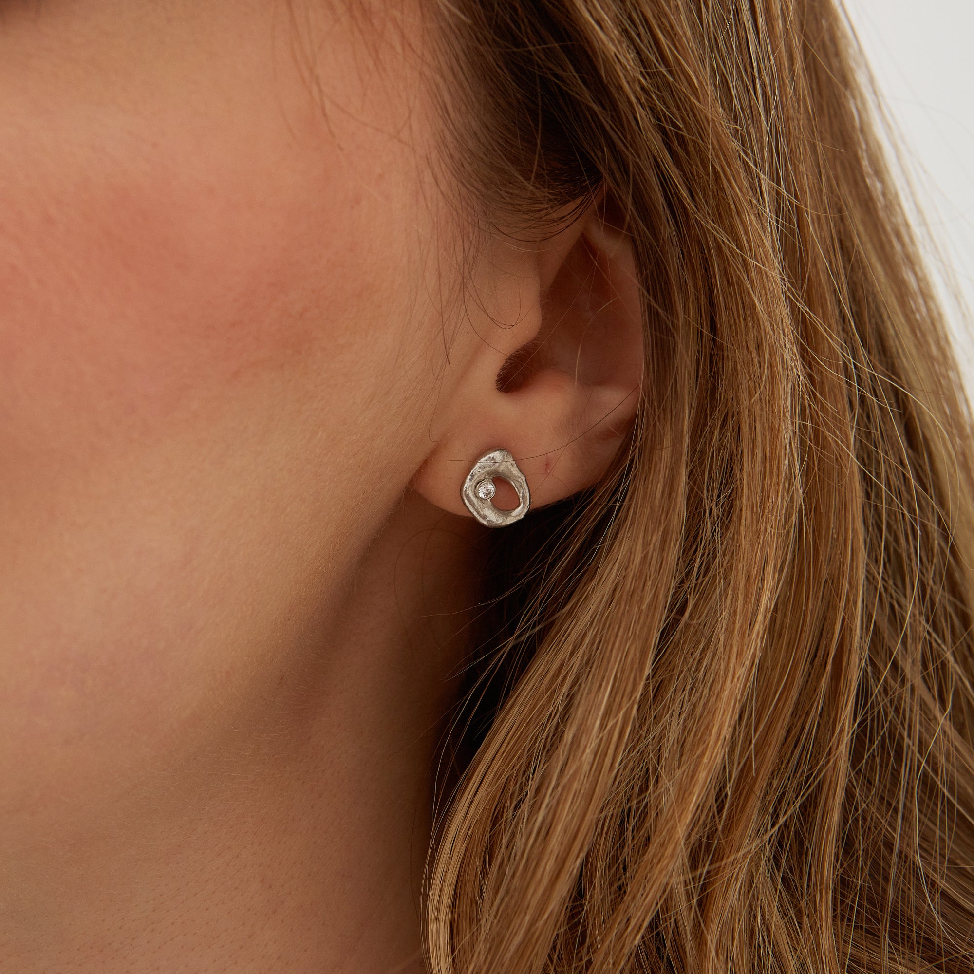 Silver Dripping Molten Natural Textured Sterling Silver Authentic Earring, Image 3 of 4