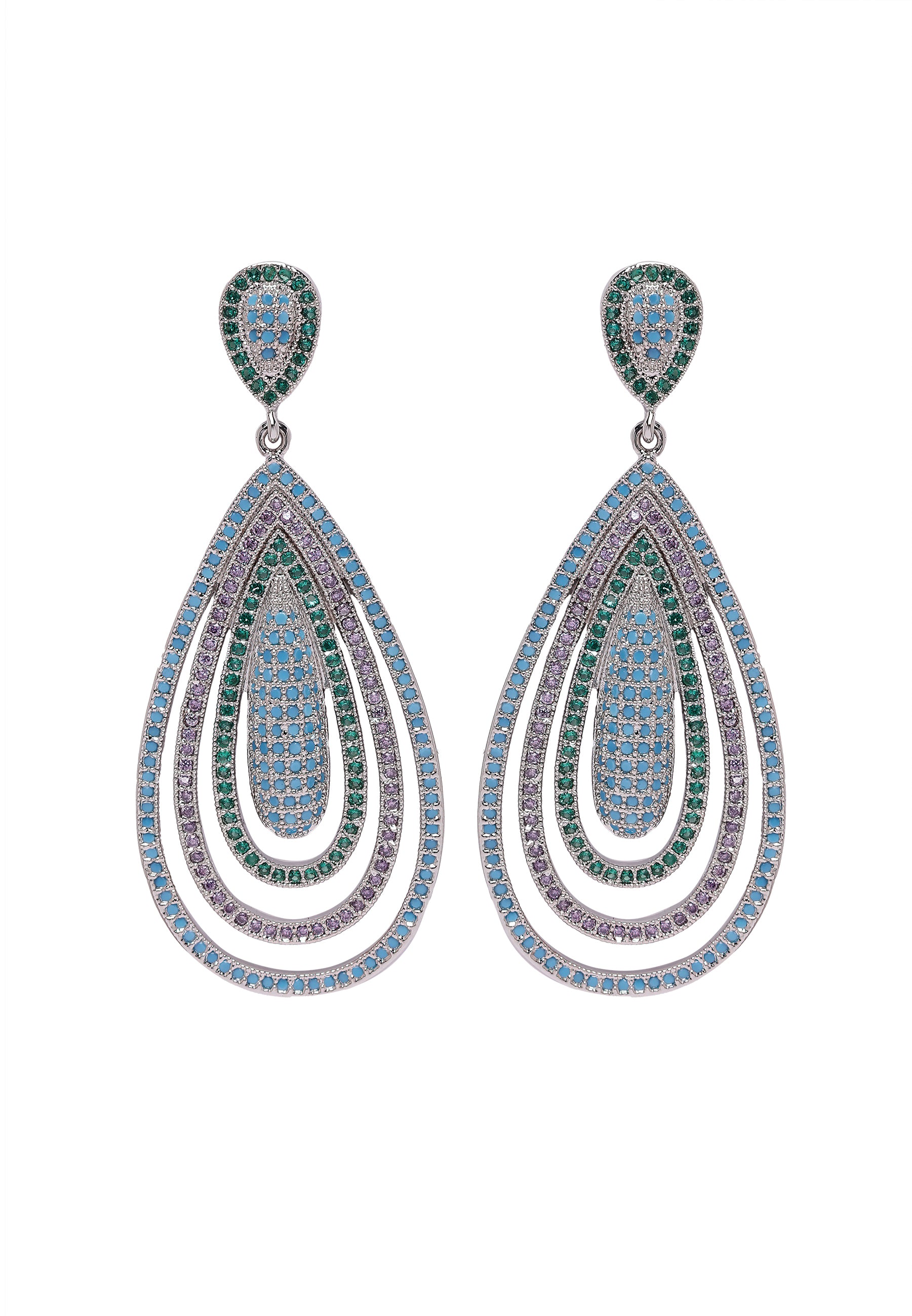 Blue Diva Sterling Layered Tear Drop Earrings