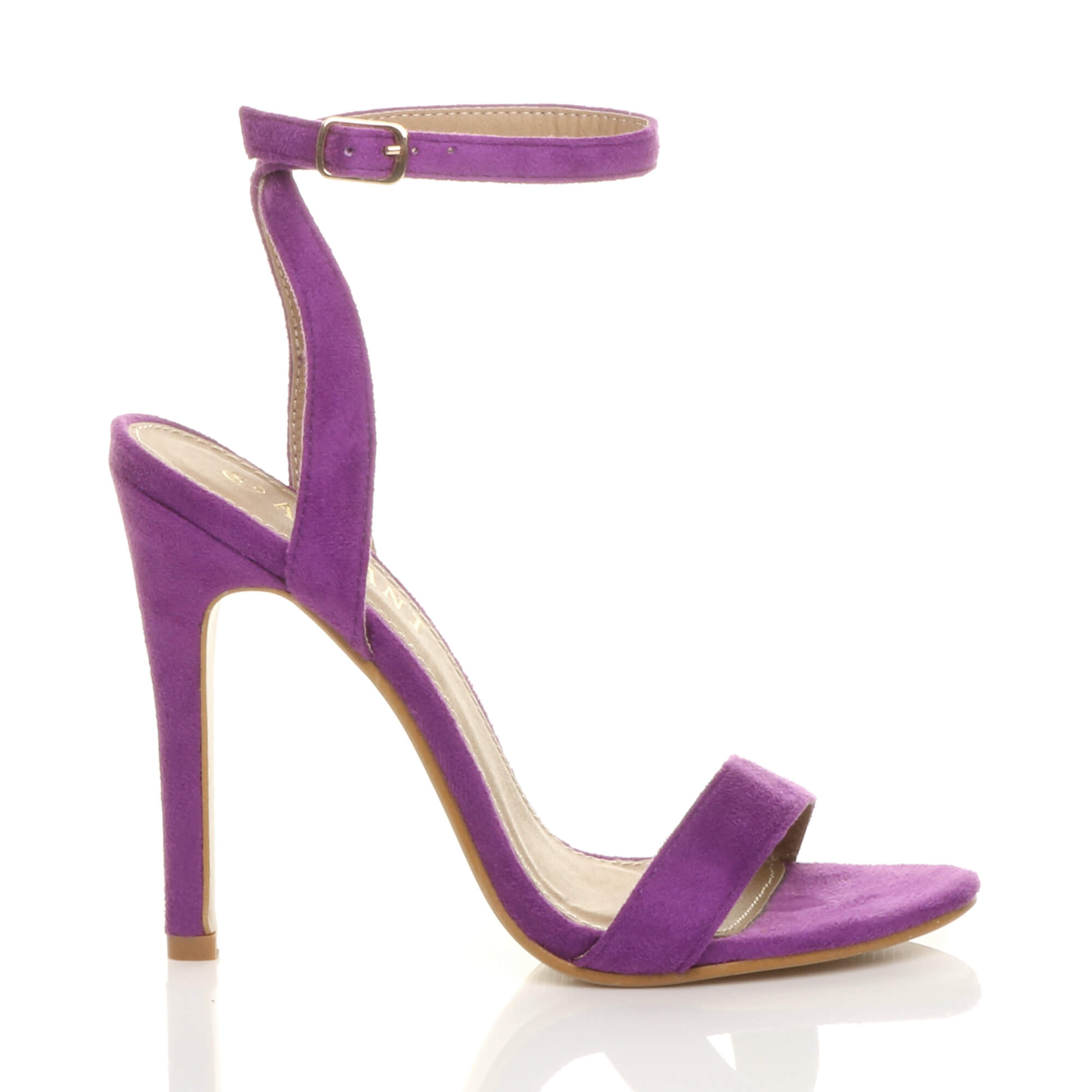 Purple AJVANI Purple High Heel Ankle Strap Barely There Sandals, Image 2 of 5