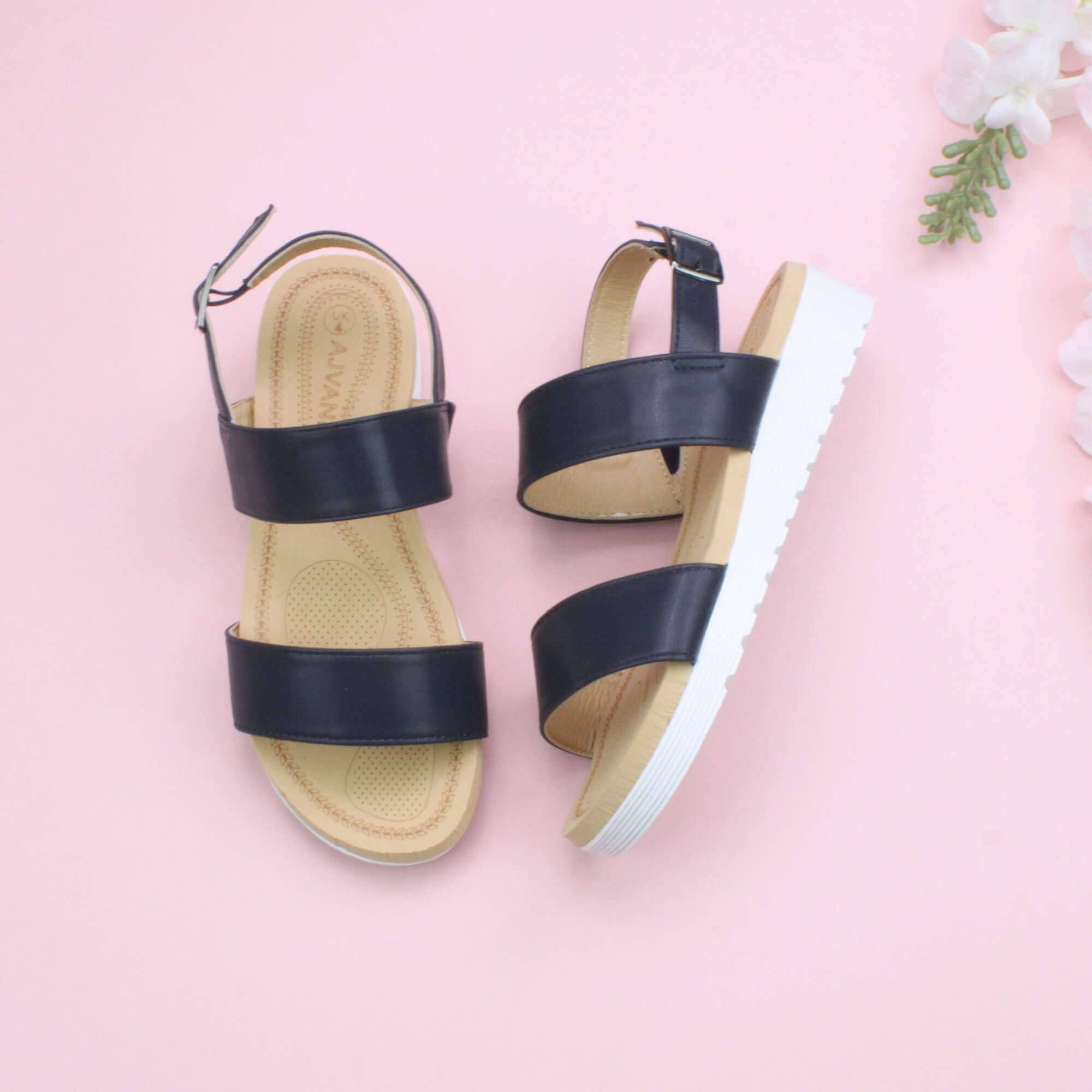 Navy Blue AJVANI Navy Blue Flatform Strappy Sandals, Image 4 of 6