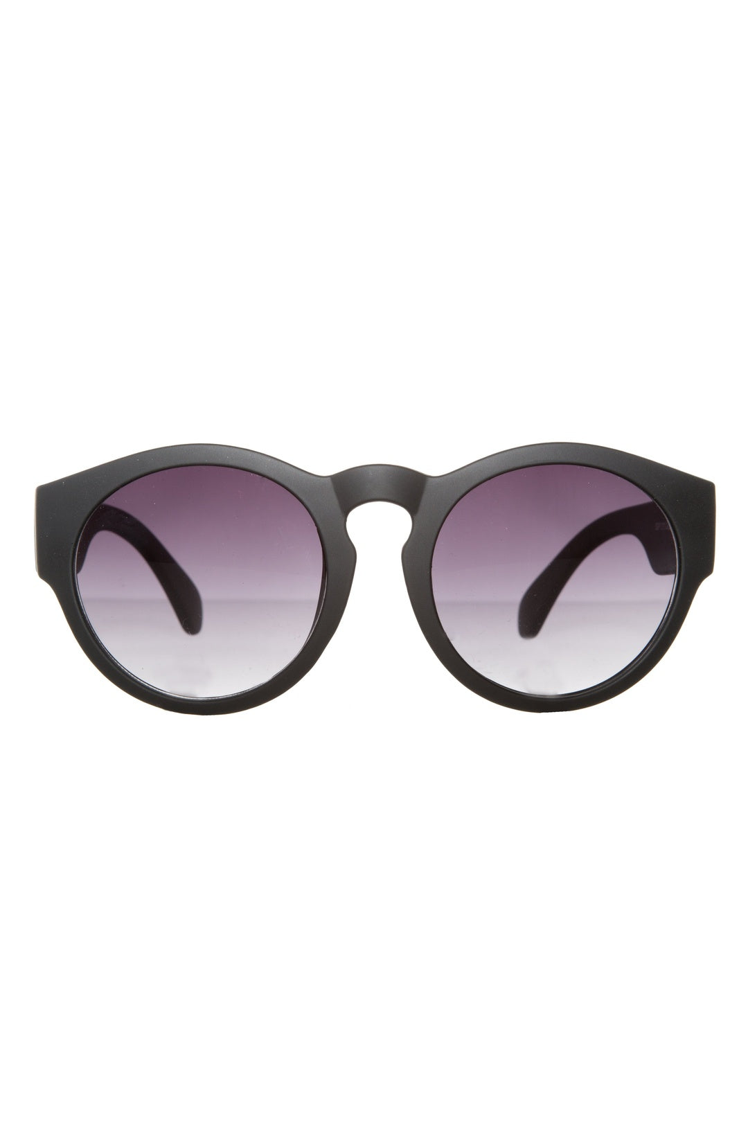 Black Matte Finish Retro Round Sunglasses, Image 1 of 3