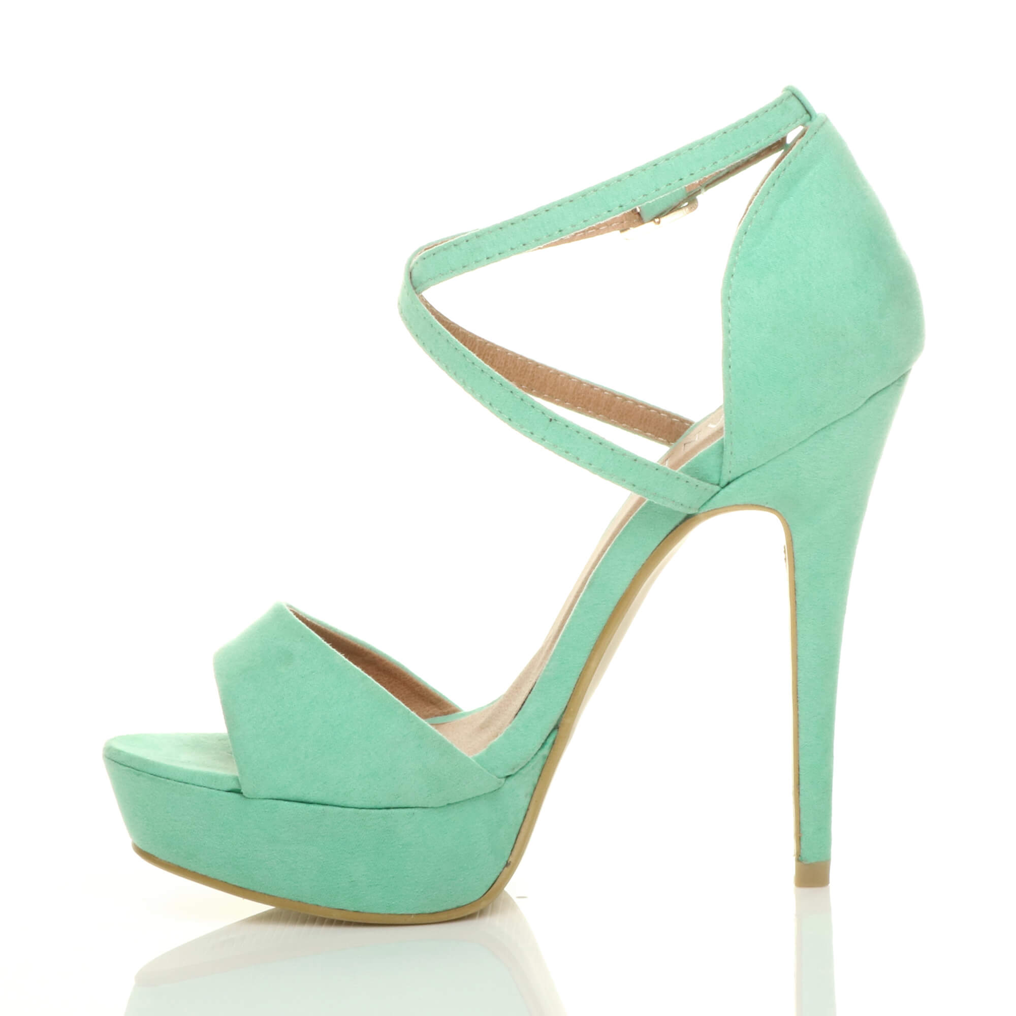 Mint AJVANI Mint High Heel Crossed Straps Platform Sandals, Image 3 of 6
