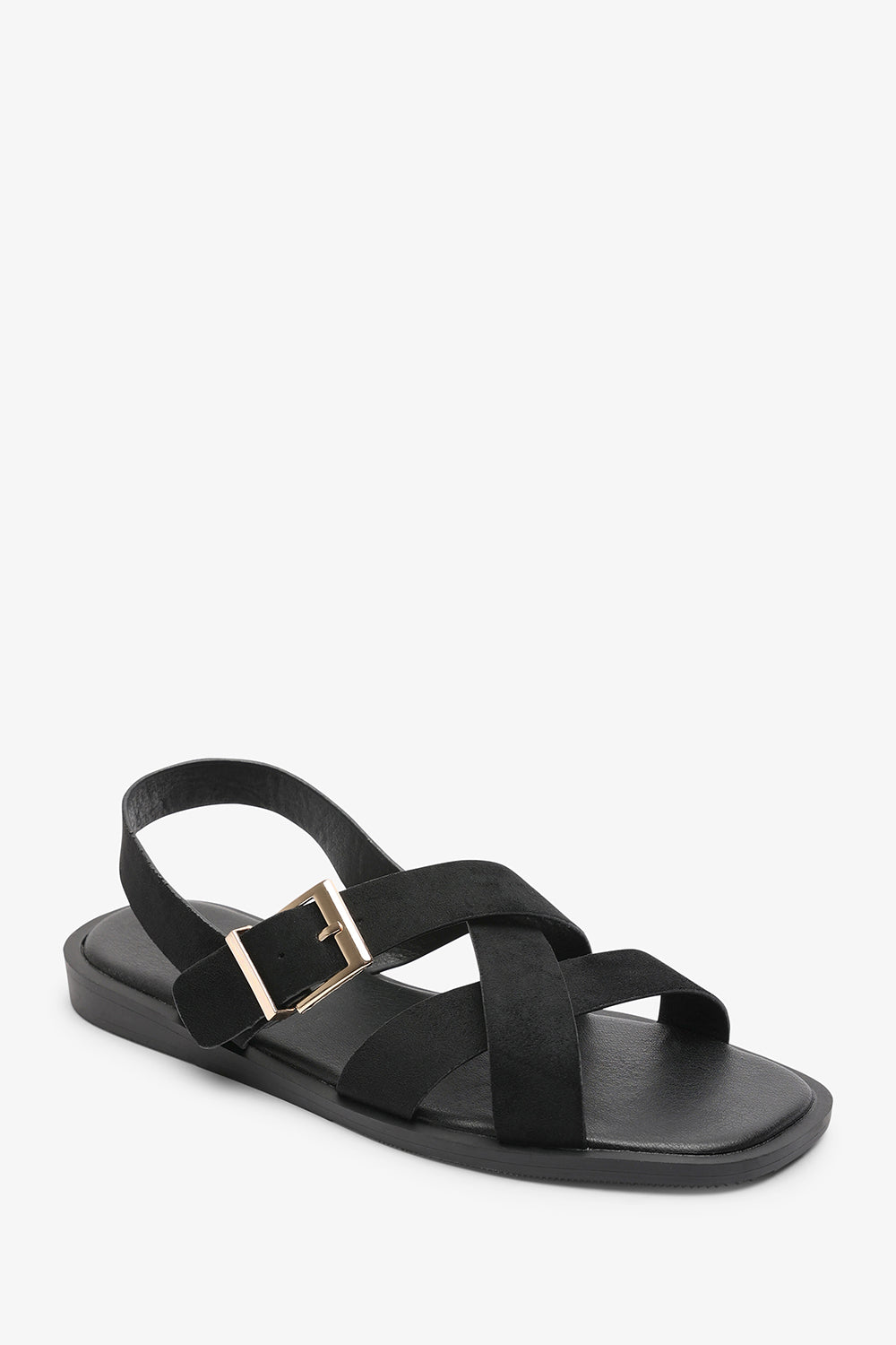 Black Capri Cross Over Open Toe Sandal, Image 3 of 6