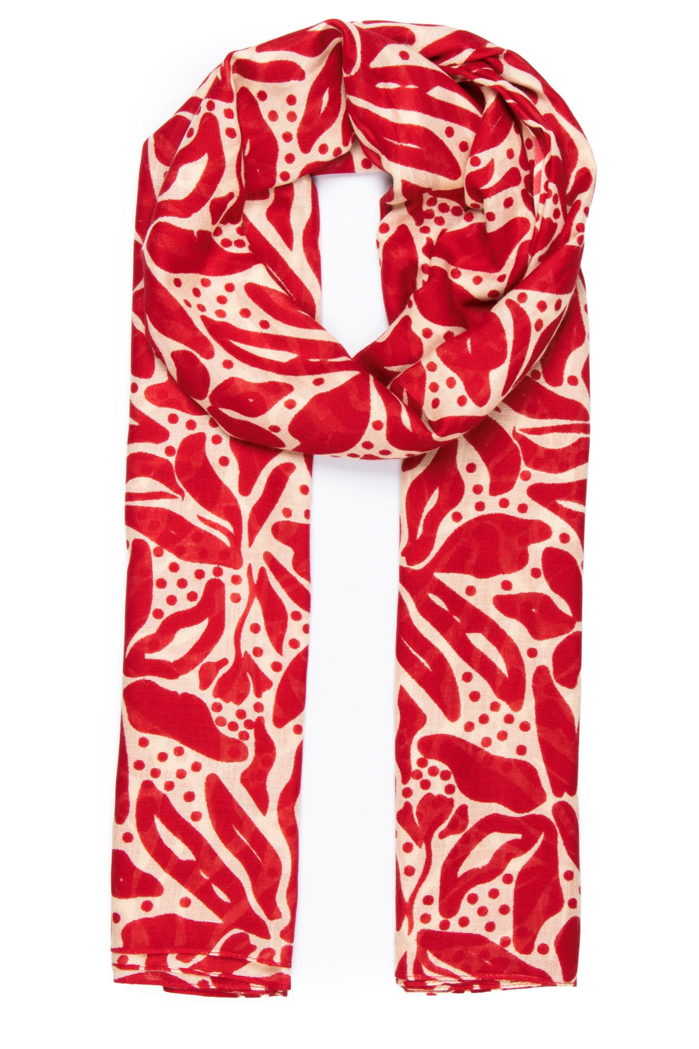 Red Lightweight Two Tone Floral Scarf, Image 1 of 3