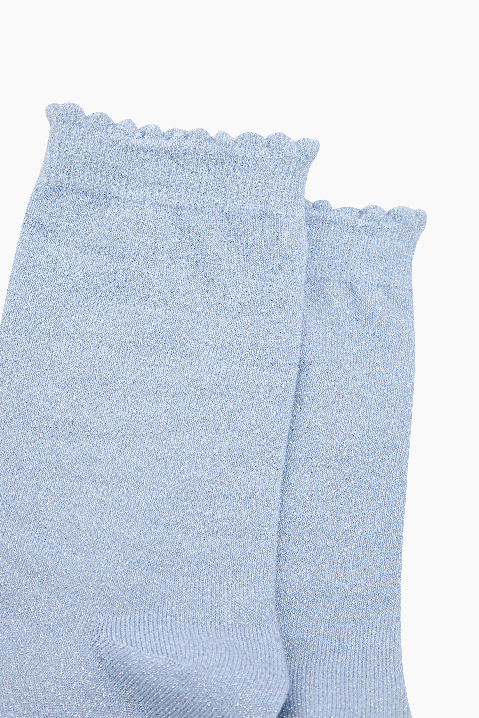 Light Blue Plain Combed Cotton Glitter Socks, Image 2 of 4