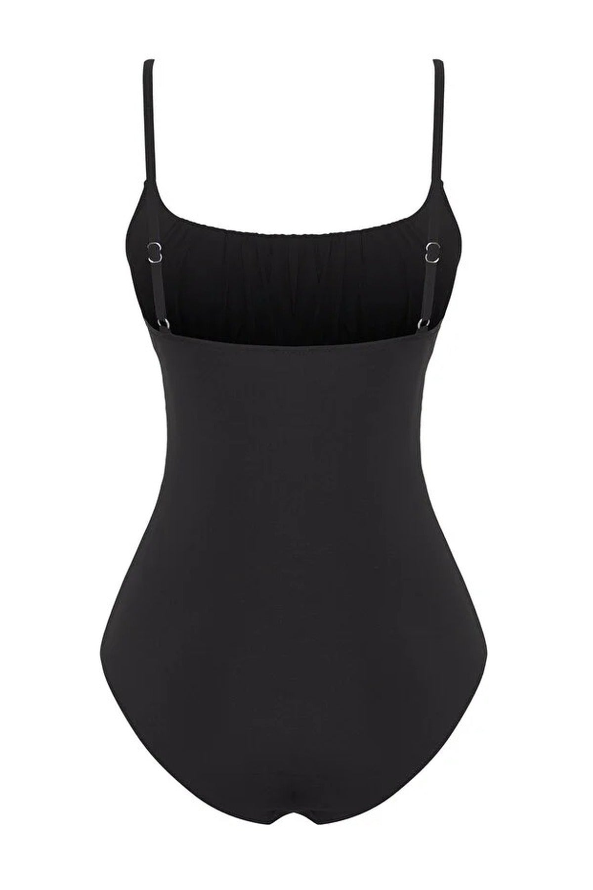 Black Strappy Square Neck Ruched Waist Swimsuit, Image 3 of 4