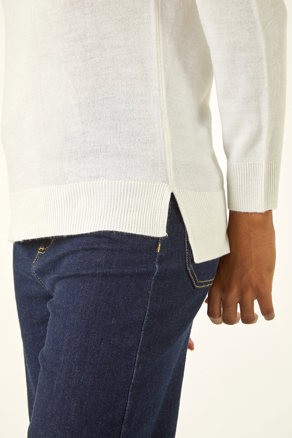 Ivory Plain Soft Crew Neck Jumper, Image 6 of 5