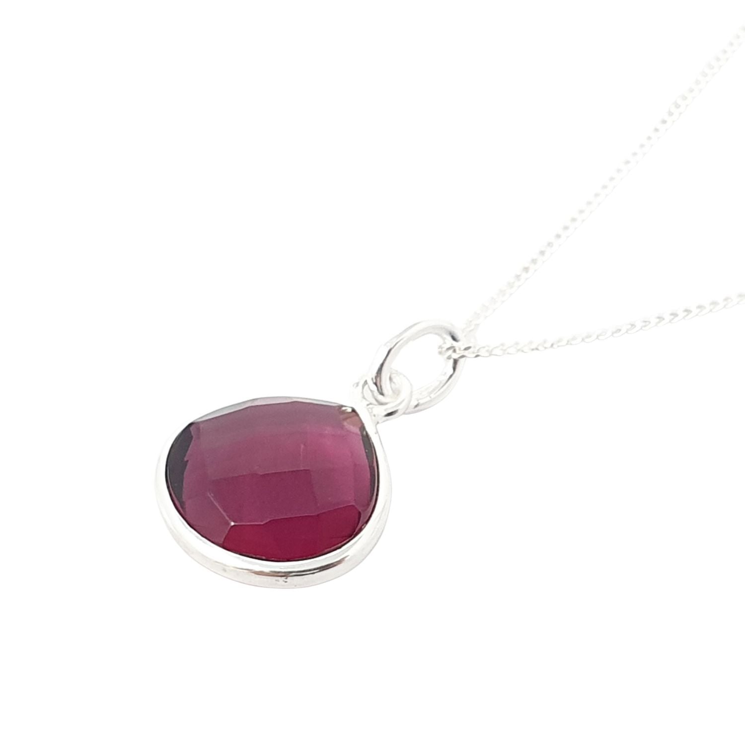 Red Ruby July Birthstone Sterling Silver Pendant Charm Necklace