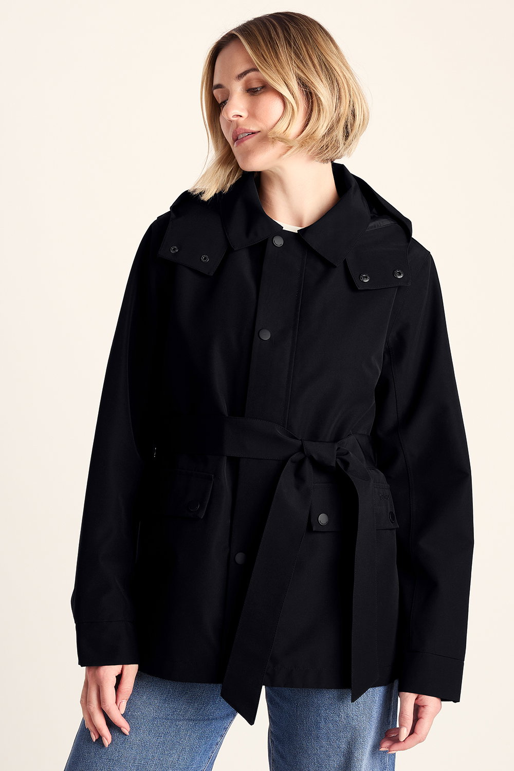 Black Shea Waterproof Trench Coat, Image 5 of 6