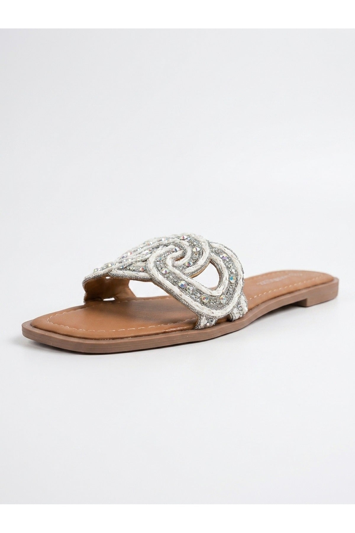 Maud Embellished Woven Knot Flat Sliders, Image 1 of 5