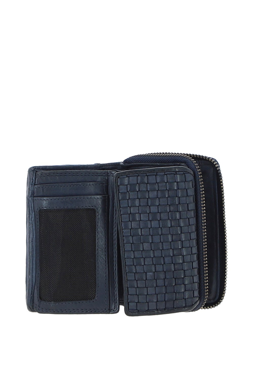 Navy Vintage Woven Leather 7 Card Purse, Image 2 of 4